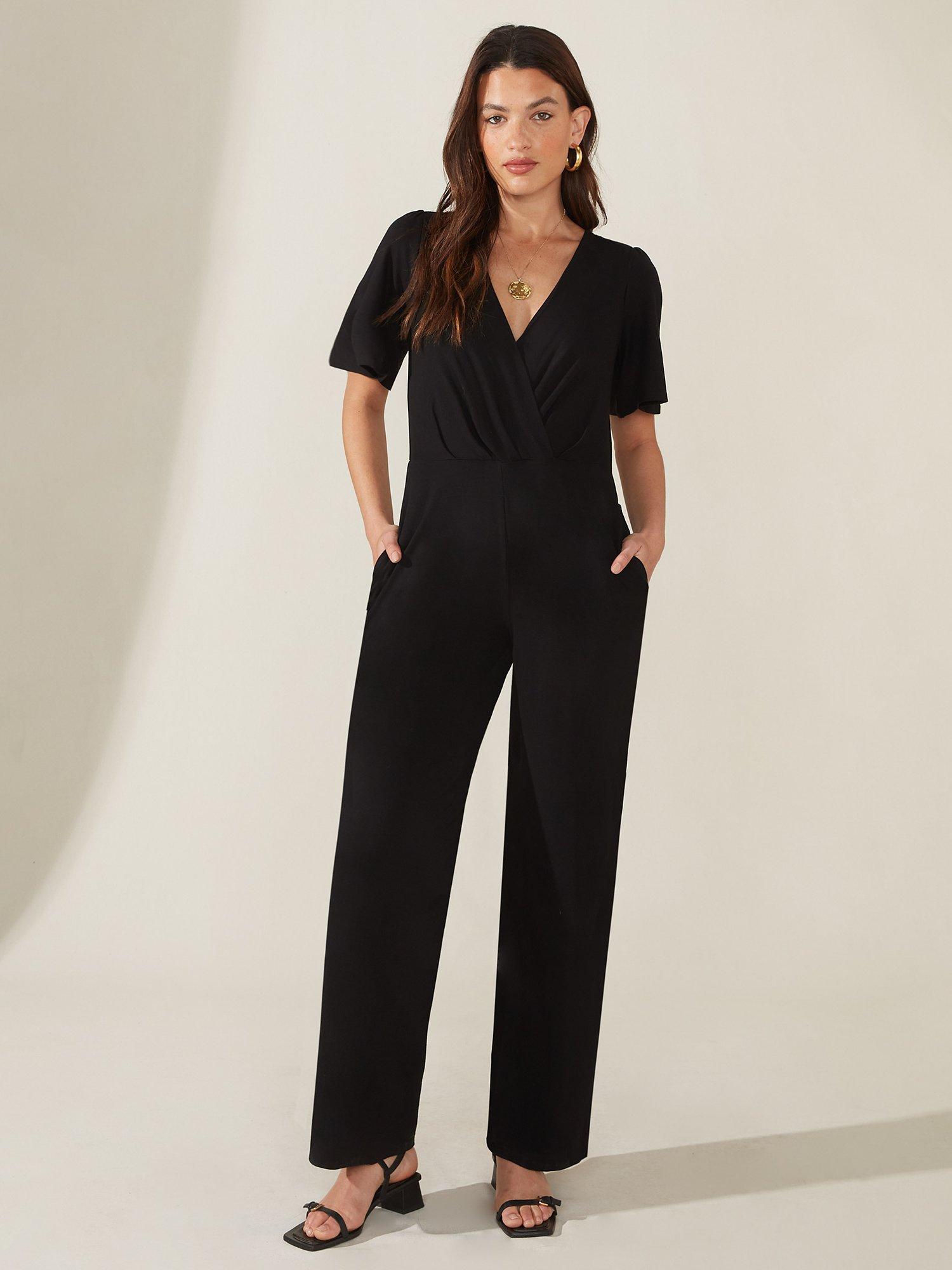 Ro&Zo Jersey Wrap Jumpsuit, Black