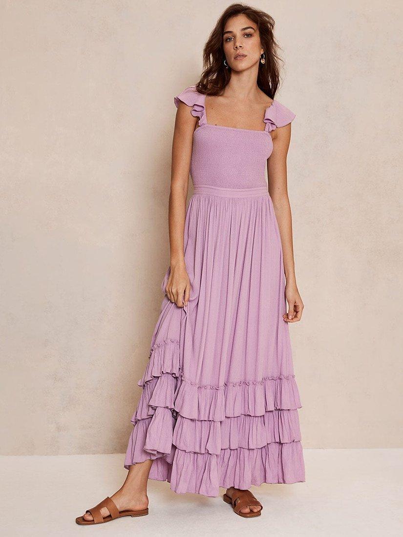 Mint Velvet Ruffle Tiered Maxi Dress, Lilac