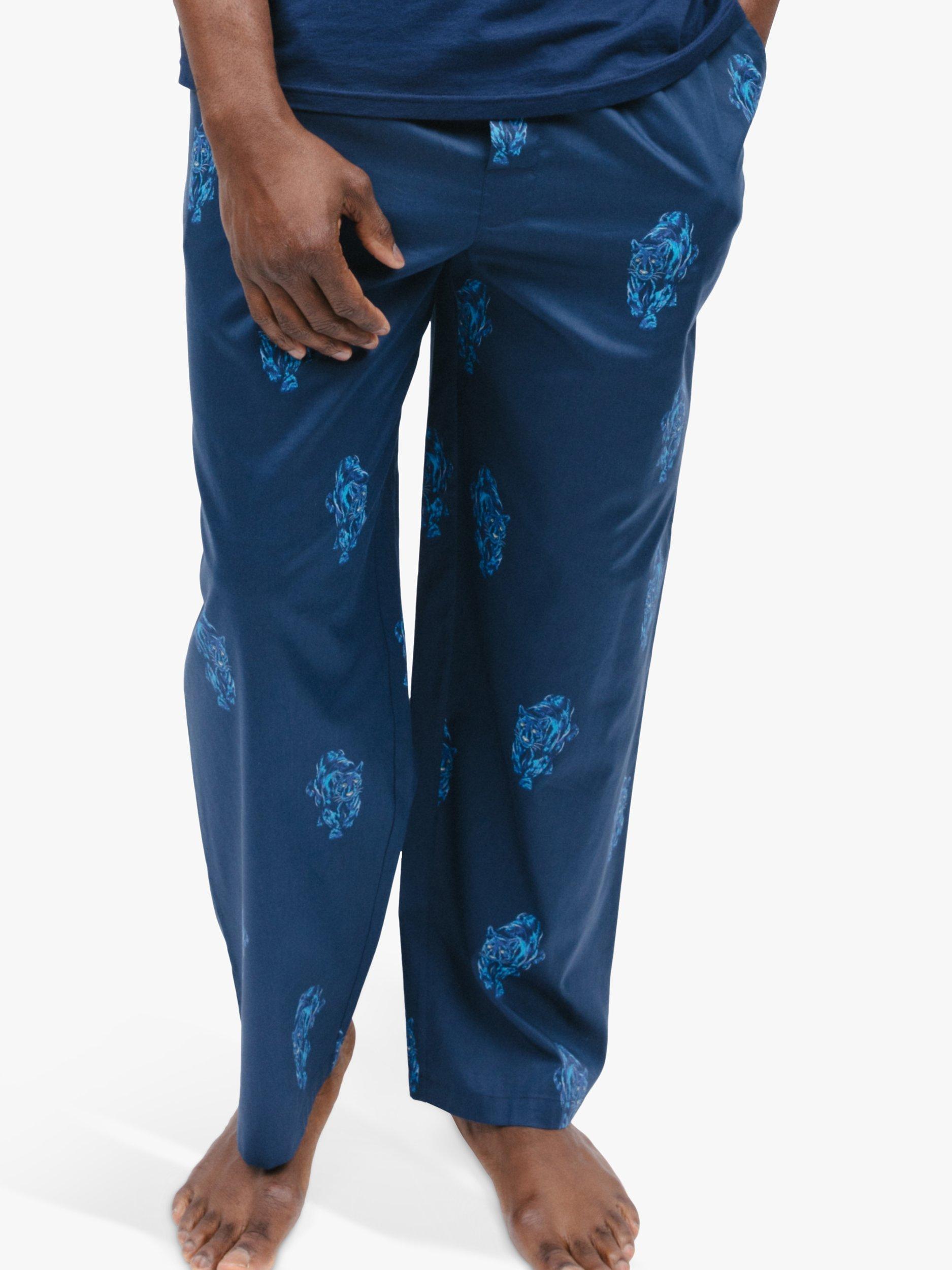 Product image 1 of 4, which shows Cyberjammies Felix Panther Print Pyjama Bottoms, Blue, S
