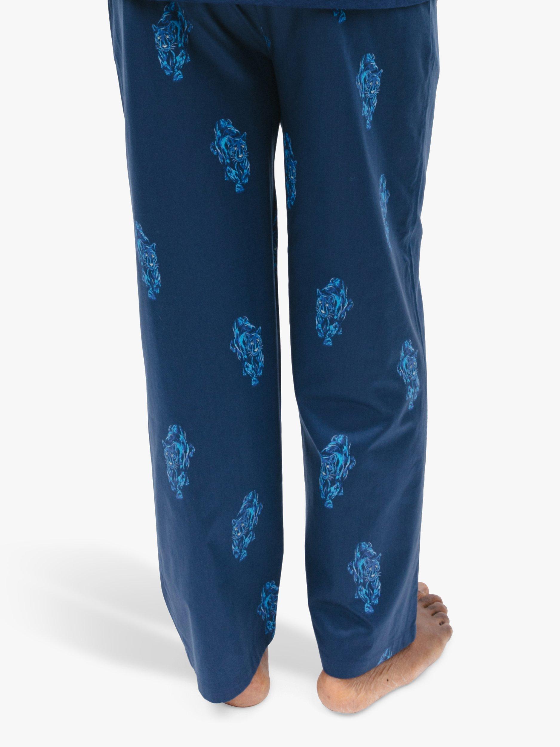 Product image 2 of 4, which shows Cyberjammies Felix Panther Print Pyjama Bottoms, Blue, S