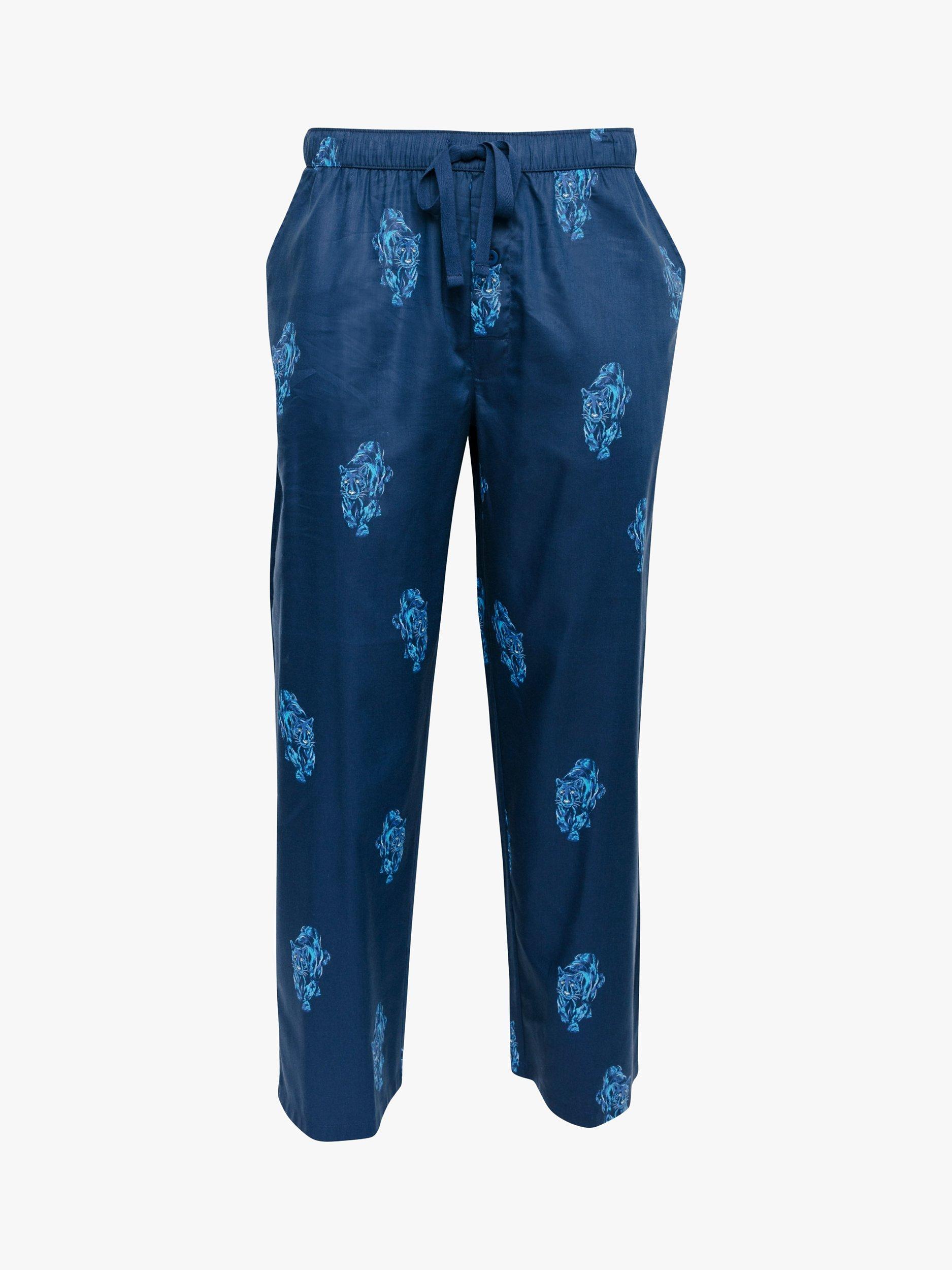 Product image 3 of 4, which shows Cyberjammies Felix Panther Print Pyjama Bottoms, Blue, S