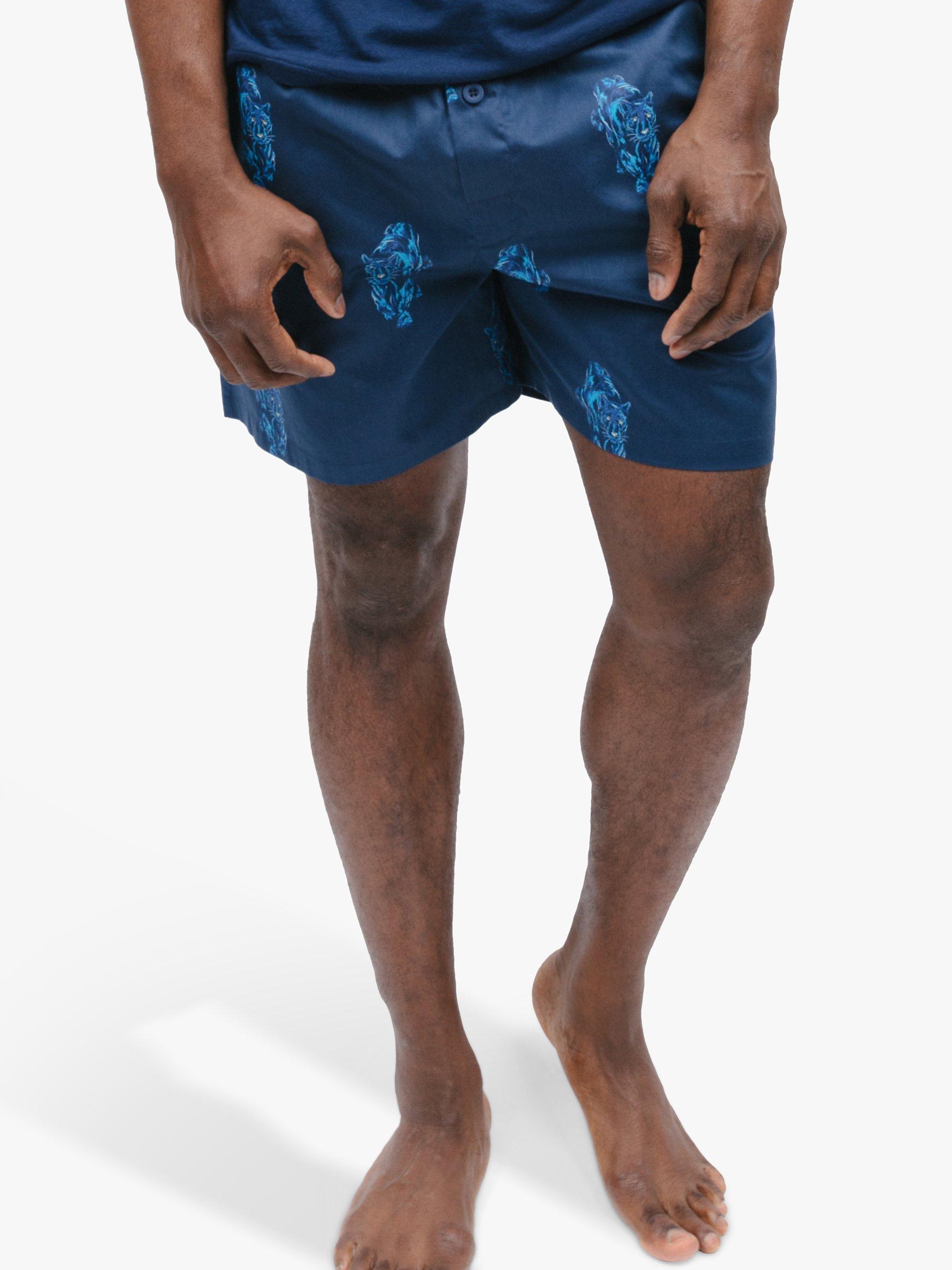 Product image 1 of 4, which shows Cyberjammies Felix Panther Print Pyjama Shorts, Dark Blue, S