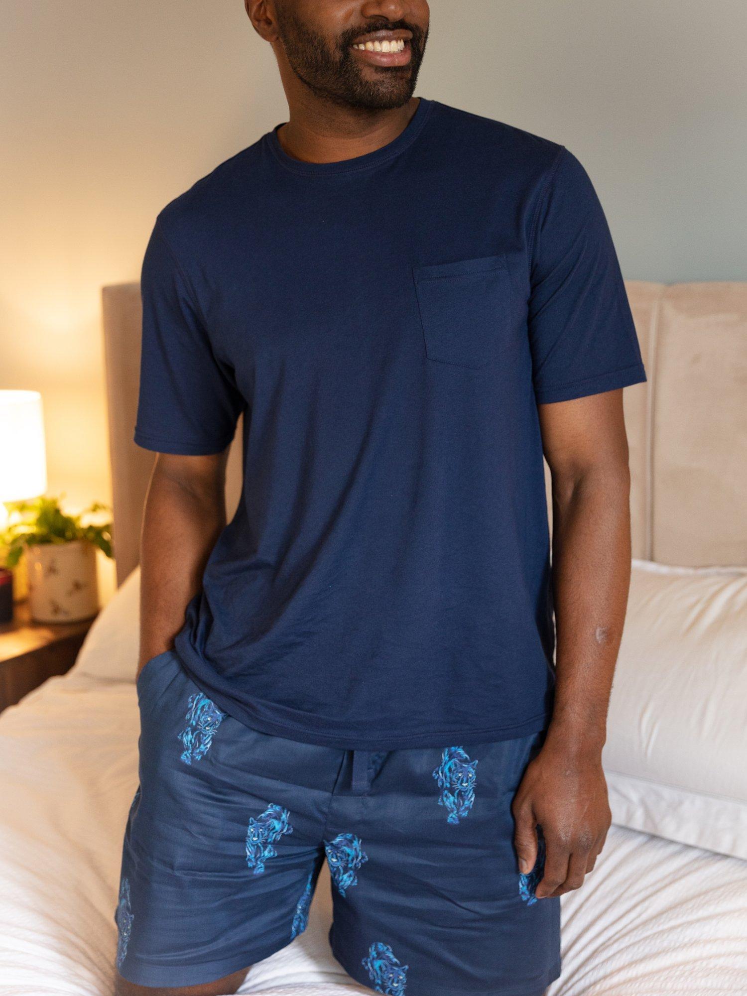 Product image 4 of 4, which shows Cyberjammies Felix Panther Print Pyjama Shorts, Dark Blue, S