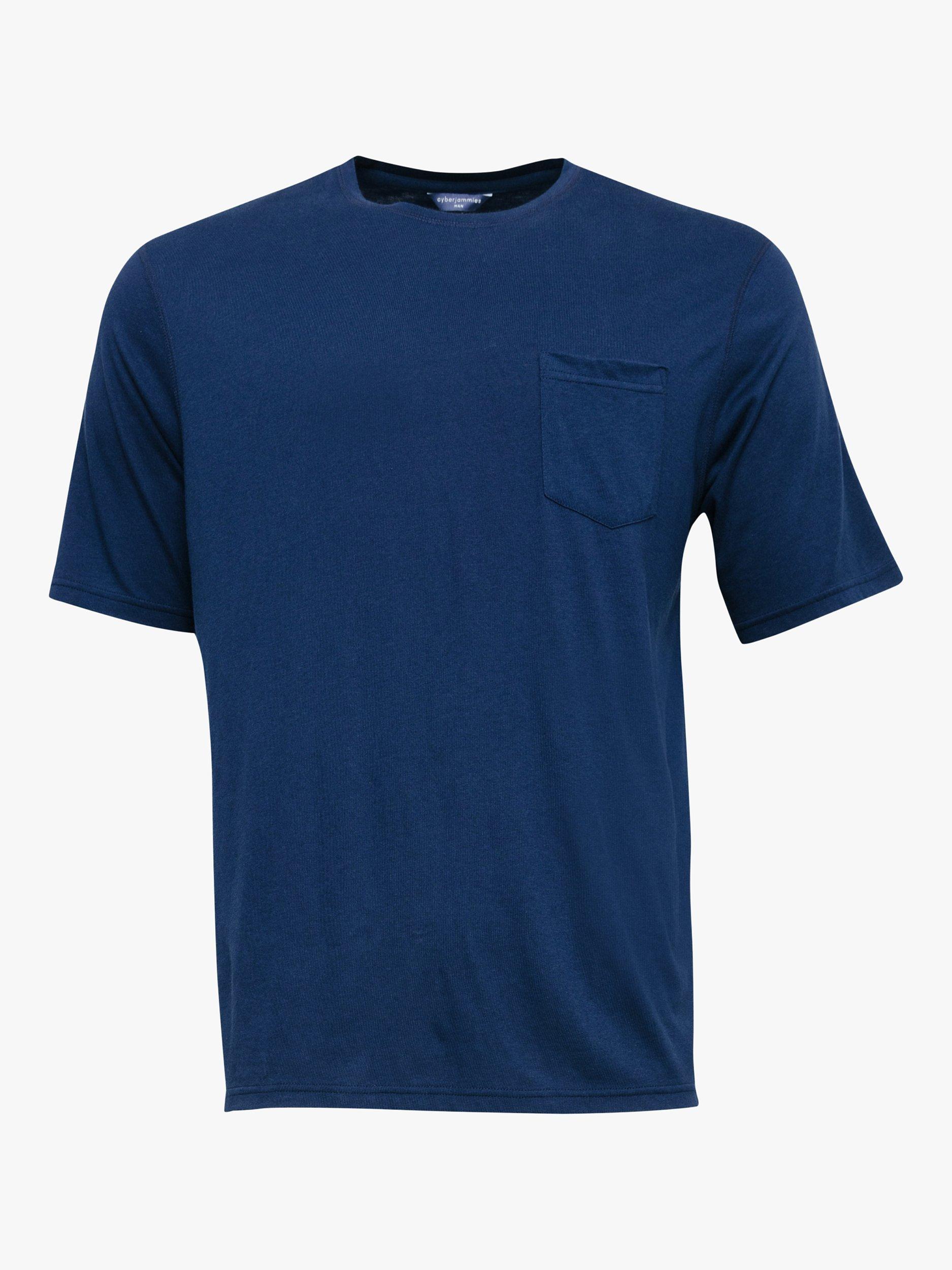 Product image 1 of 2, which shows Cyberjammies Felix Short Sleeve Pocket Pyjama Top, Blue, S