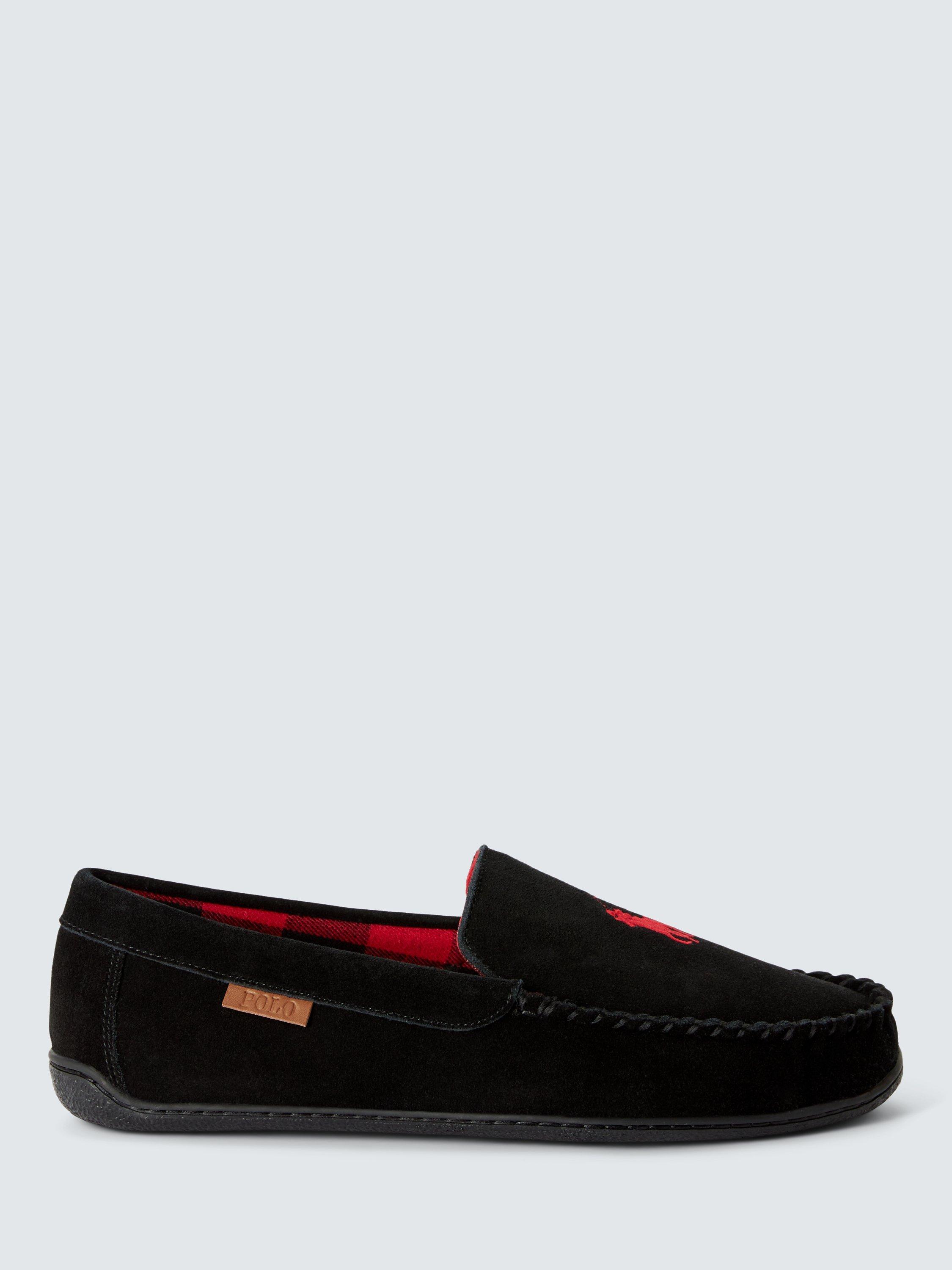 Product image 1 of 4, which shows Ralph Lauren Brenan Logo Suede Slippers, Black, 7