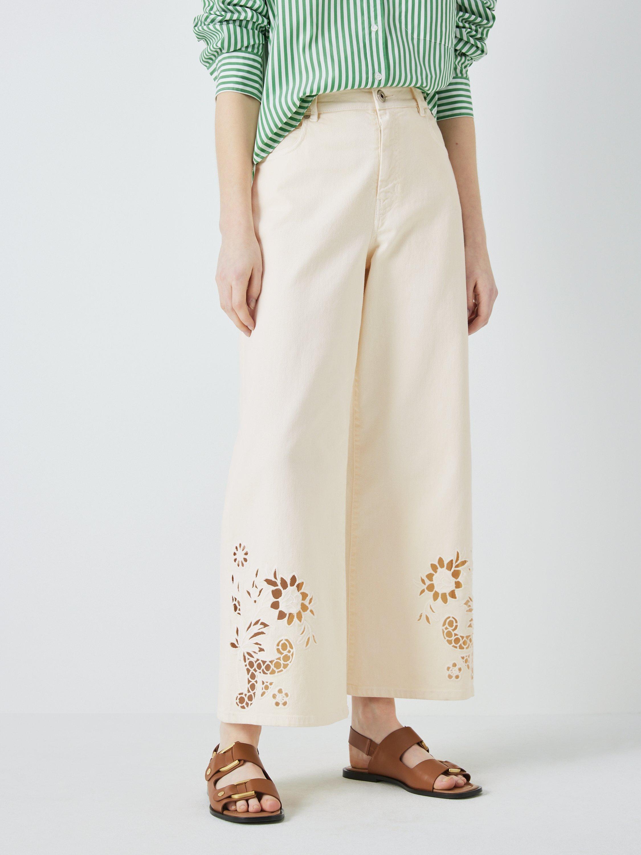 Weekend MaxMara Egizio Embroidered Hem Jeans, Natural