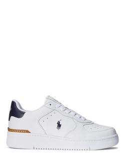 Ralph Lauren Masters Court Leather Trainers, White/Navy