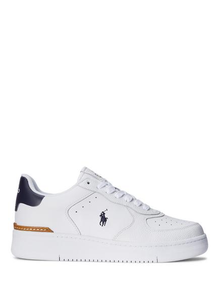Polo Ralph Lauren Masters Court Leather Trainers, White/Navy