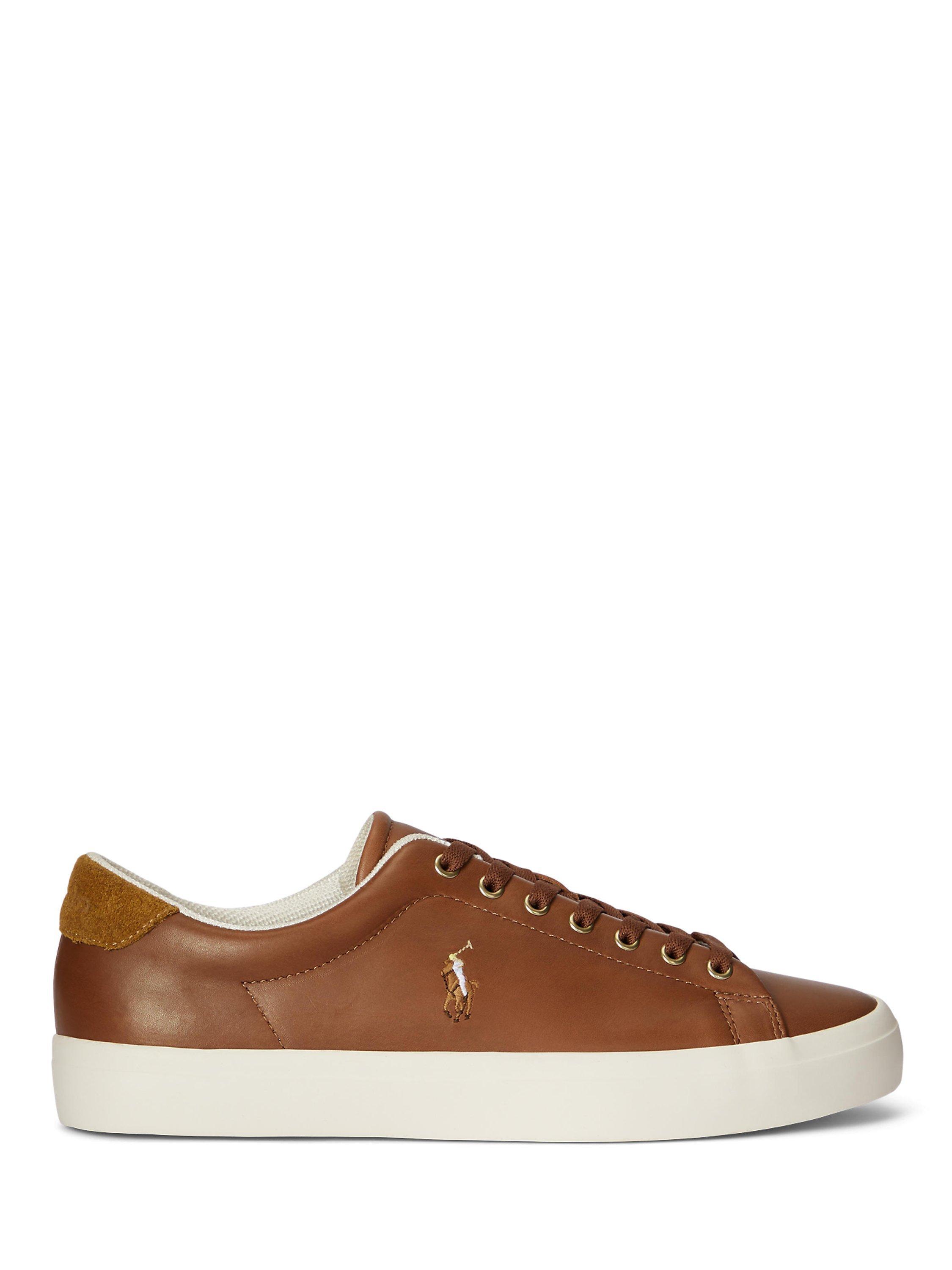 Ralph Lauren Longwood Leather Trainers, Tan, 7