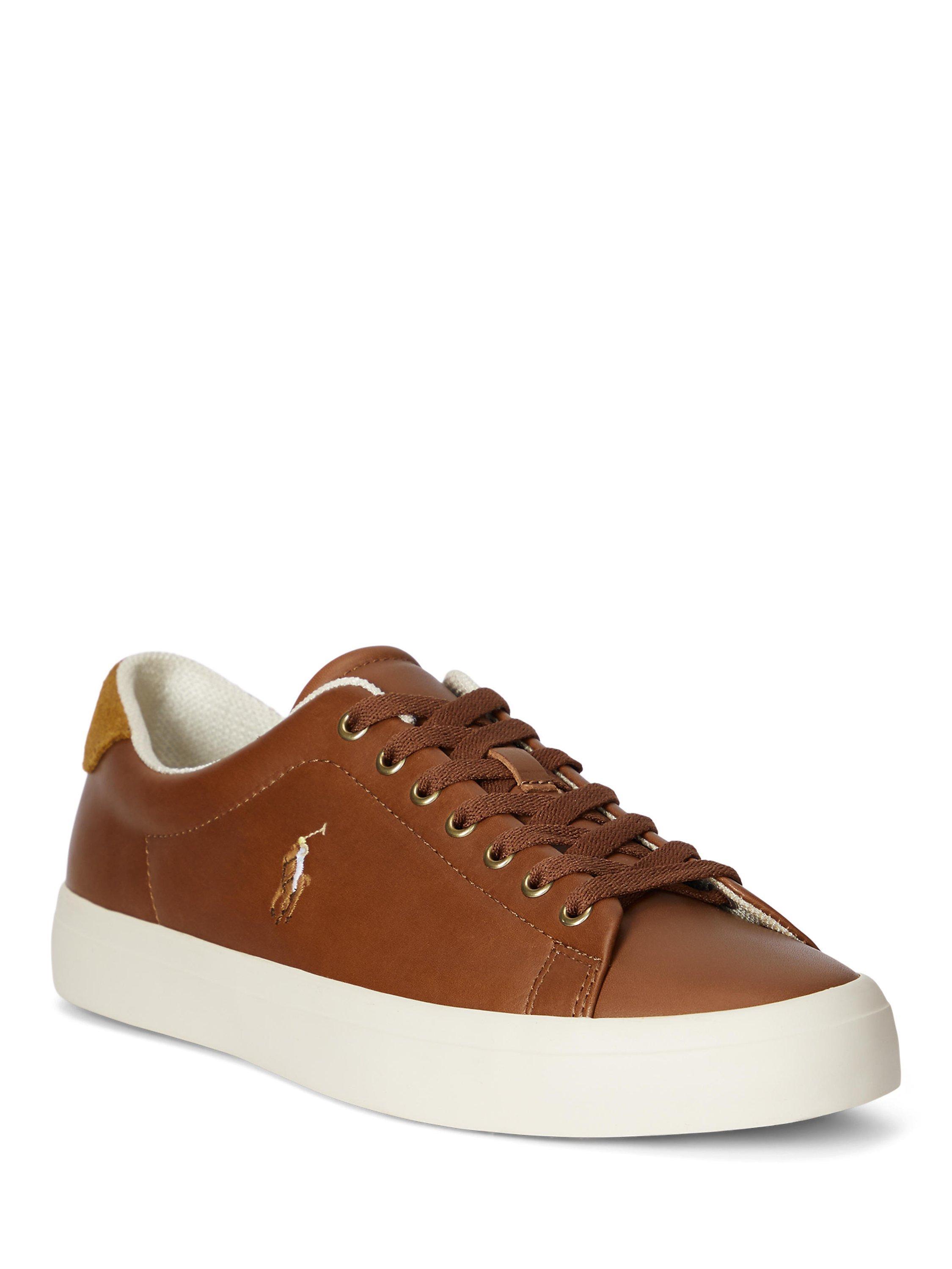 Ralph Lauren Longwood Leather Trainers, Tan, 7