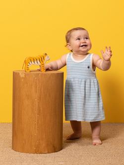Petit Bateau Baby Stripe Terry Towelling Dress, Mimi/Avalanche, Mimi/Avalanche