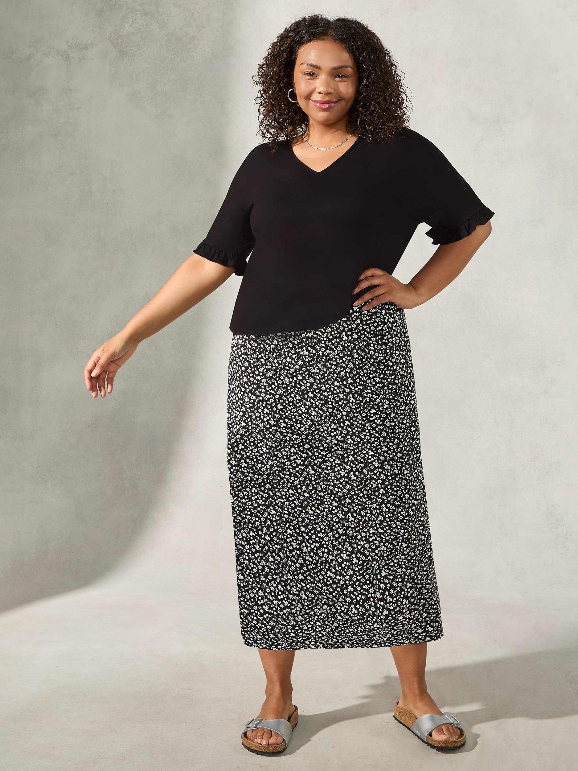 Live Unlimited Curve Frill Sleeve Jersey Top, Black