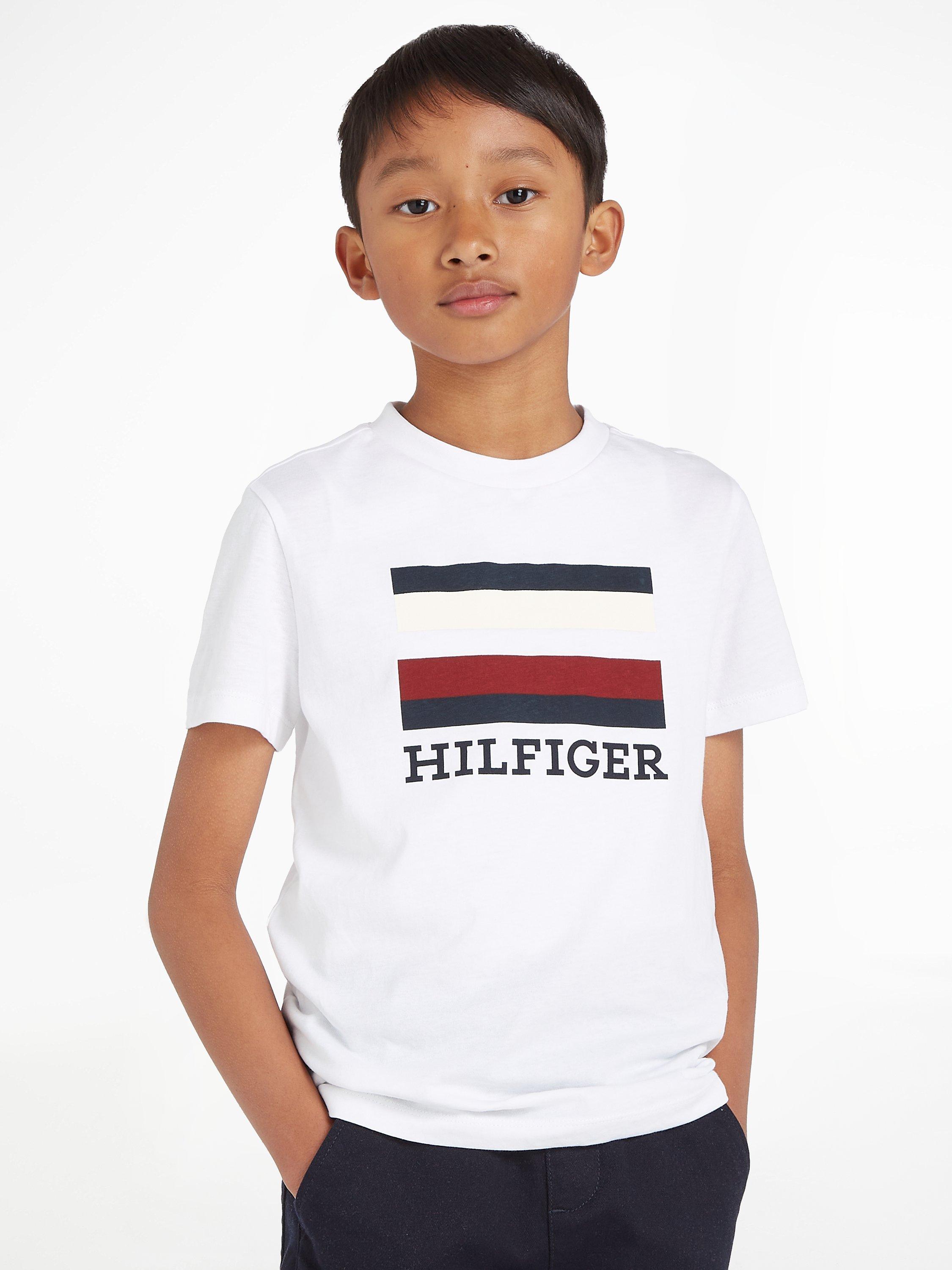 Tommy Hilfiger Kids' Stripe Logo T-Shirt, White