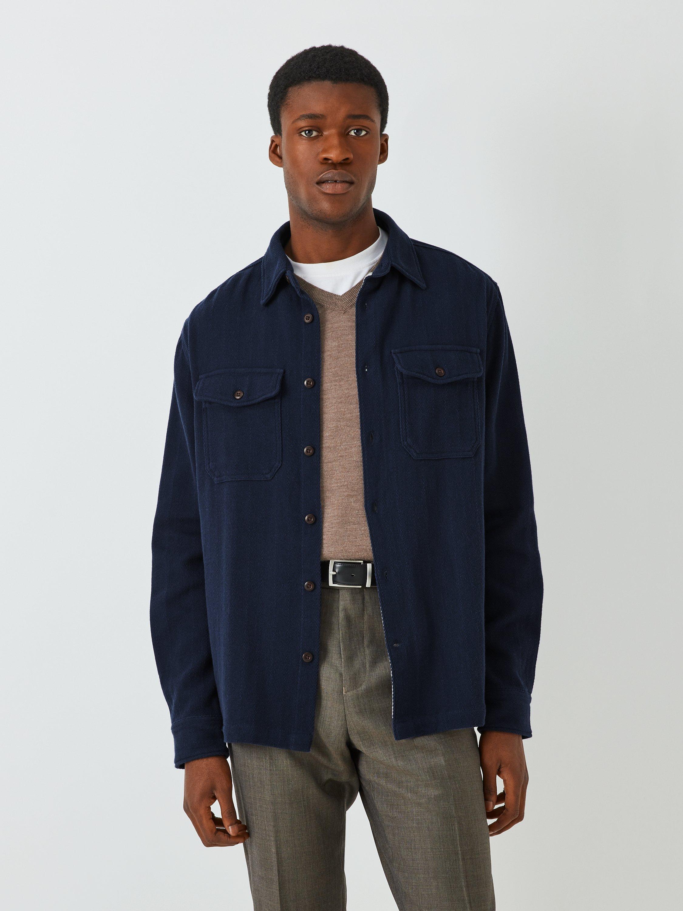 John Lewis Herringbone Overshirt, Mood Indigo