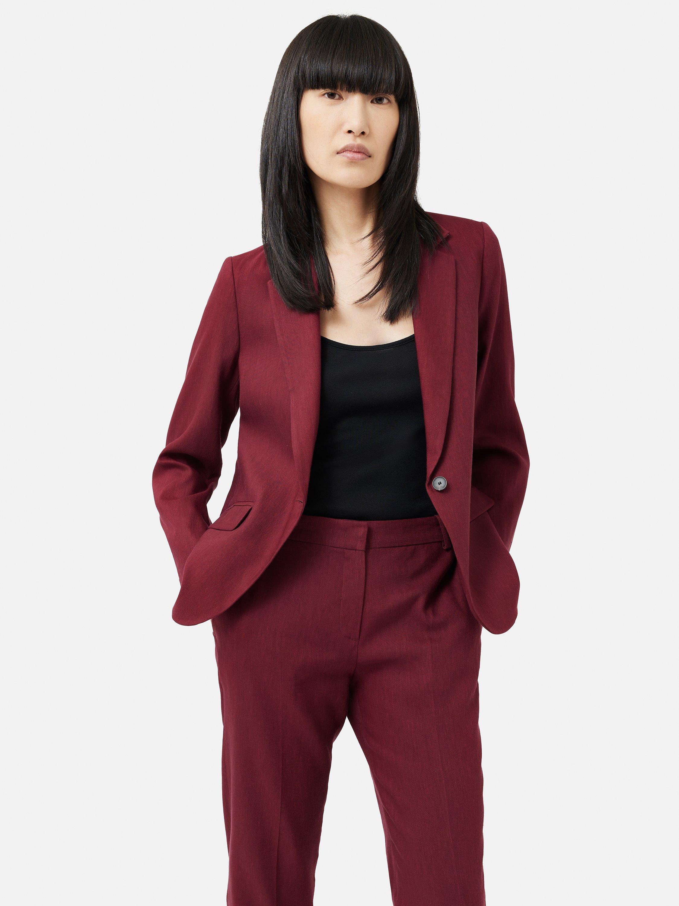Jigsaw Brook Linen Blend Blazer, Berry