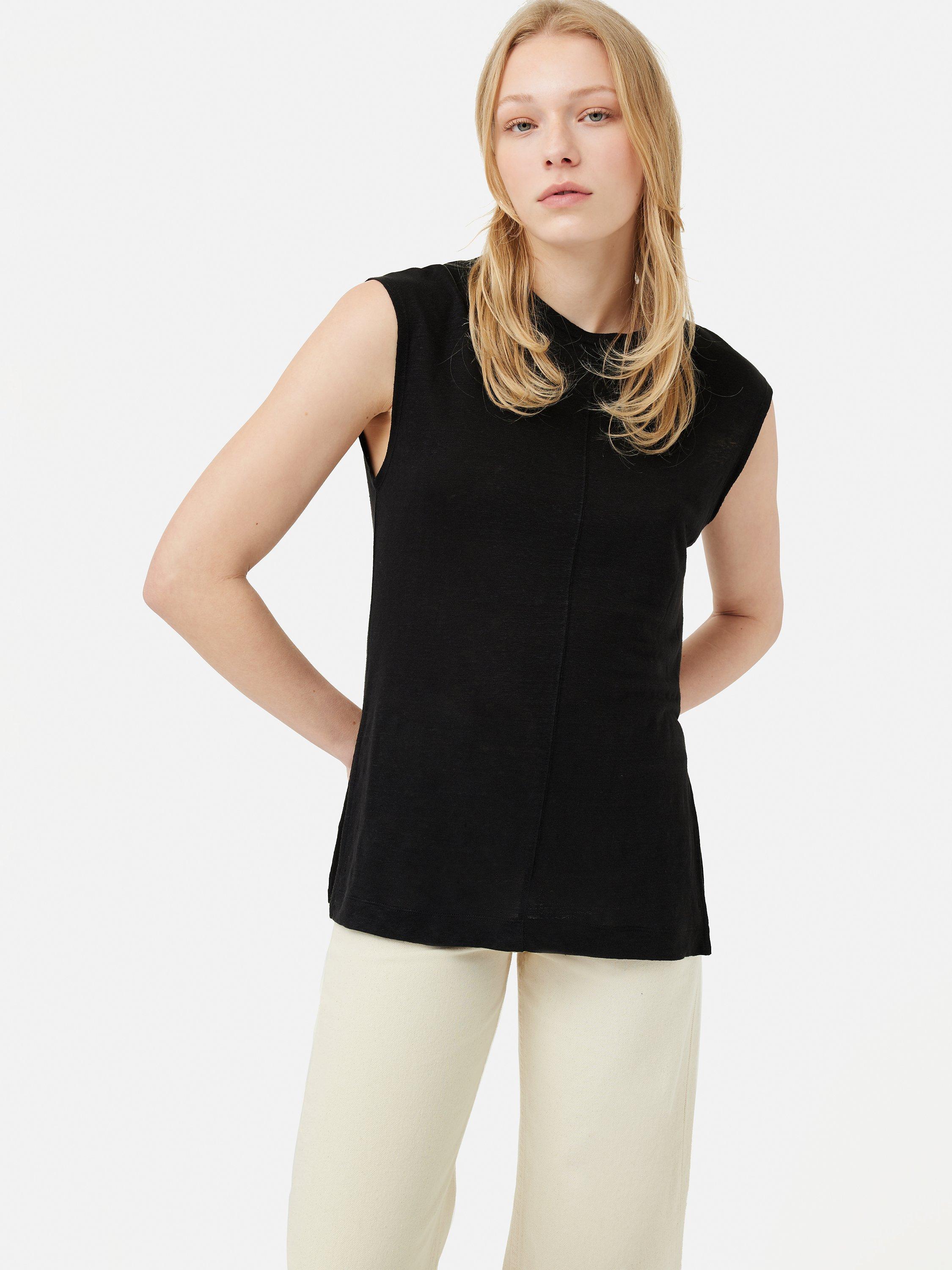 Jigsaw Linen Sleeveless Tunic Top, Black
