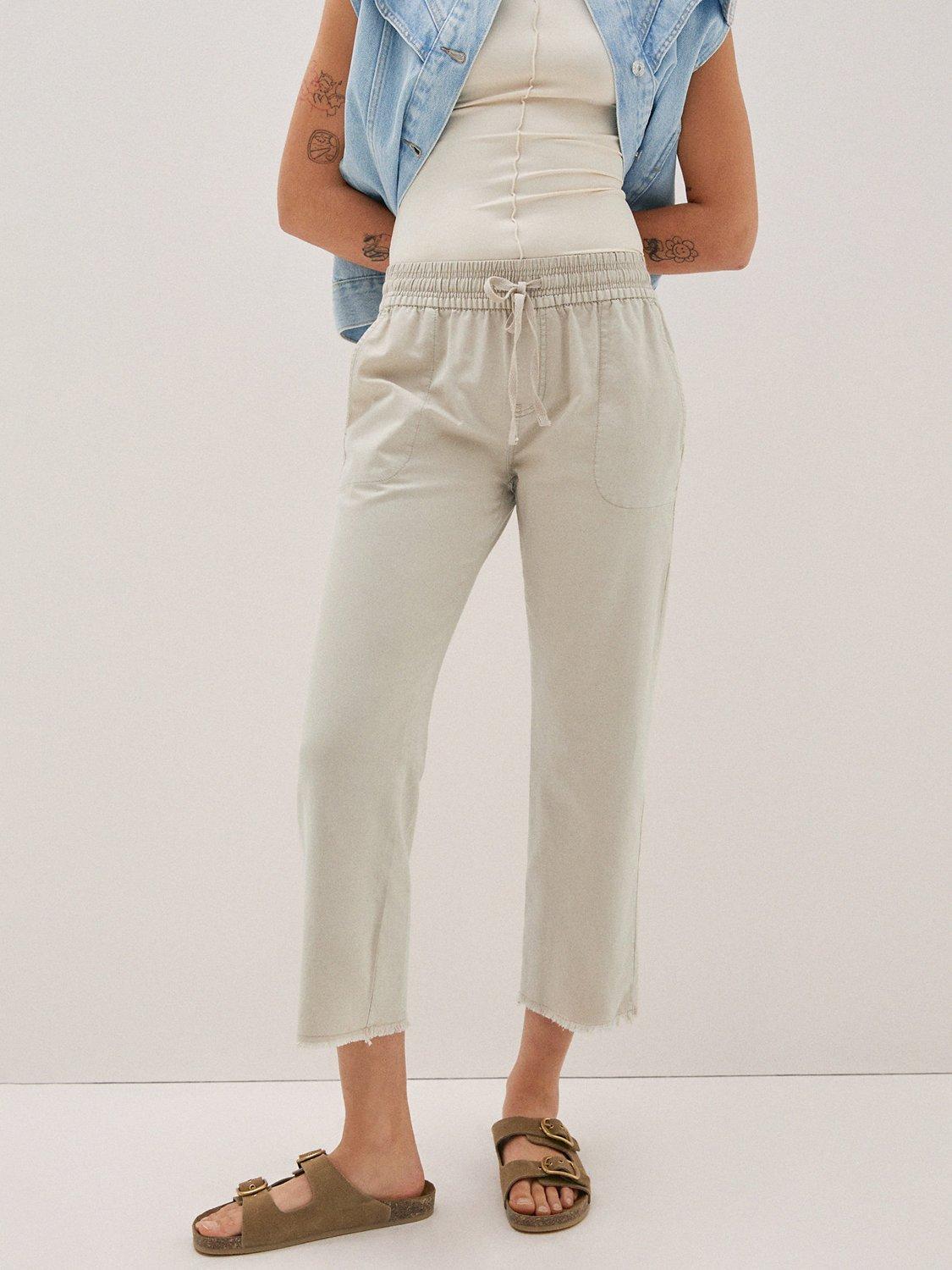 Mango Lena Cotton Culottes, Light Beige