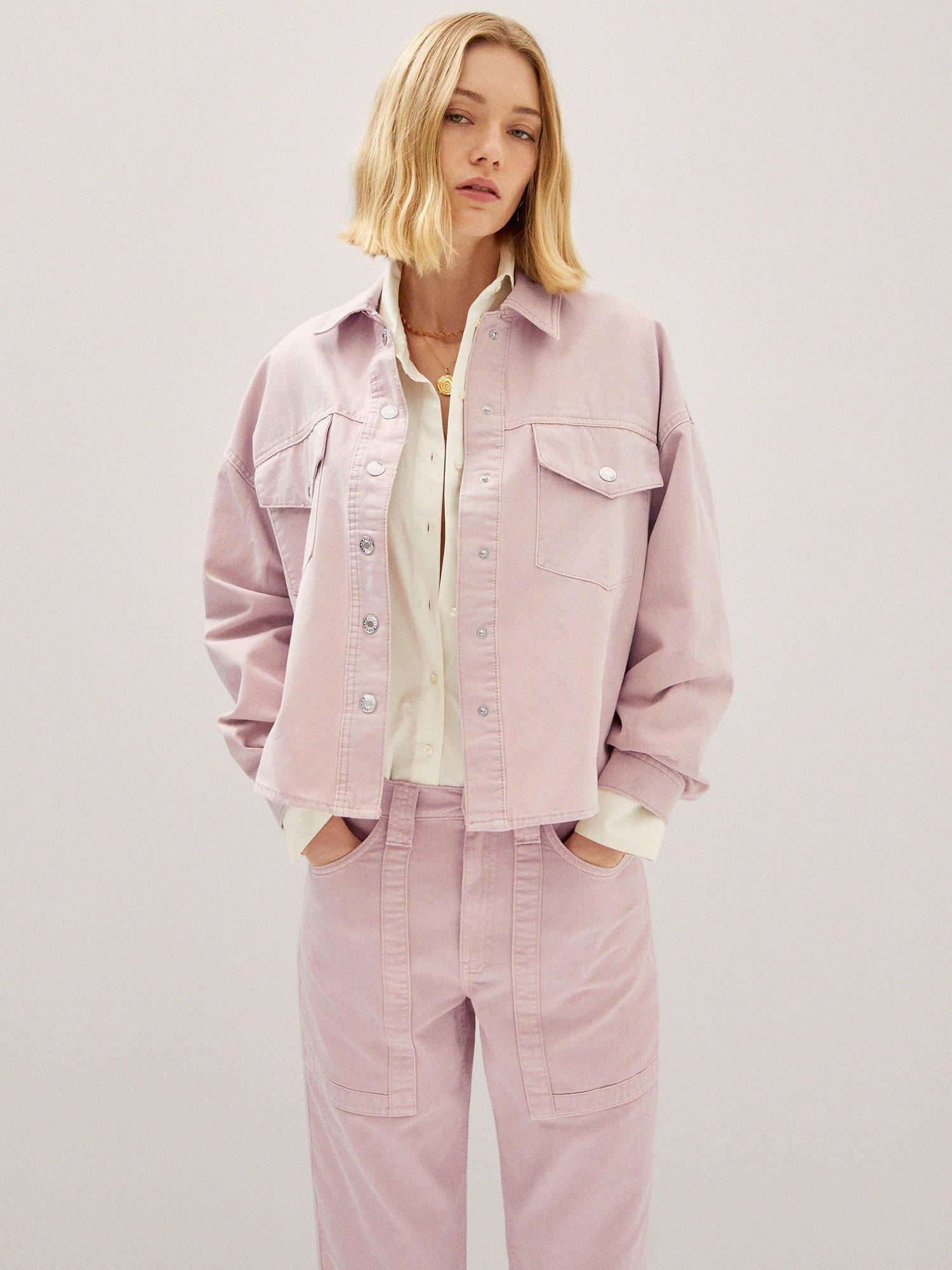 Mango Aimee Denim Overshirt, Pink