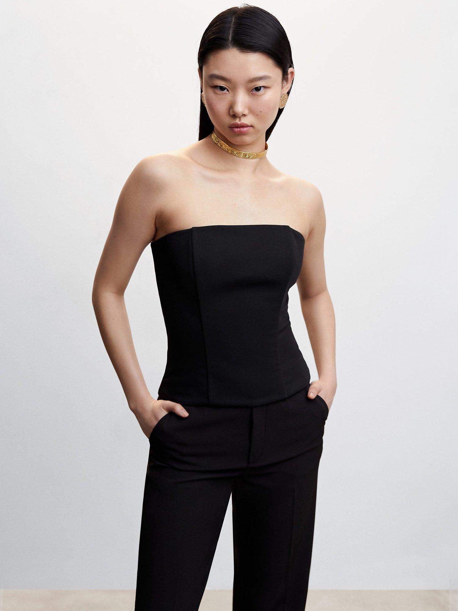 Mango Gilda Bandeau Top, Black