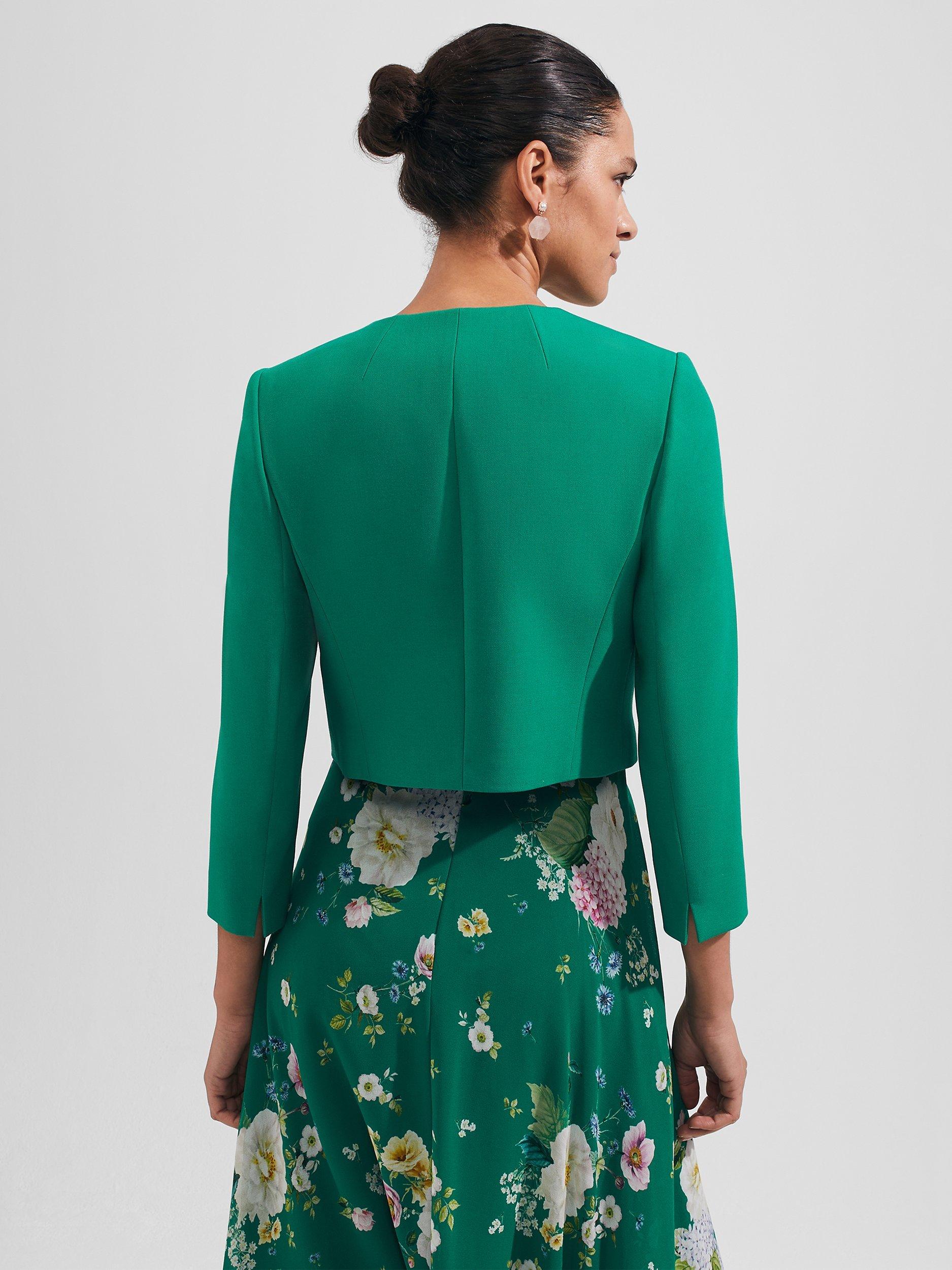 Product image 4 of 5, which shows Hobbs Elize Tailored Bolero Jacket, Meadow Green, 22