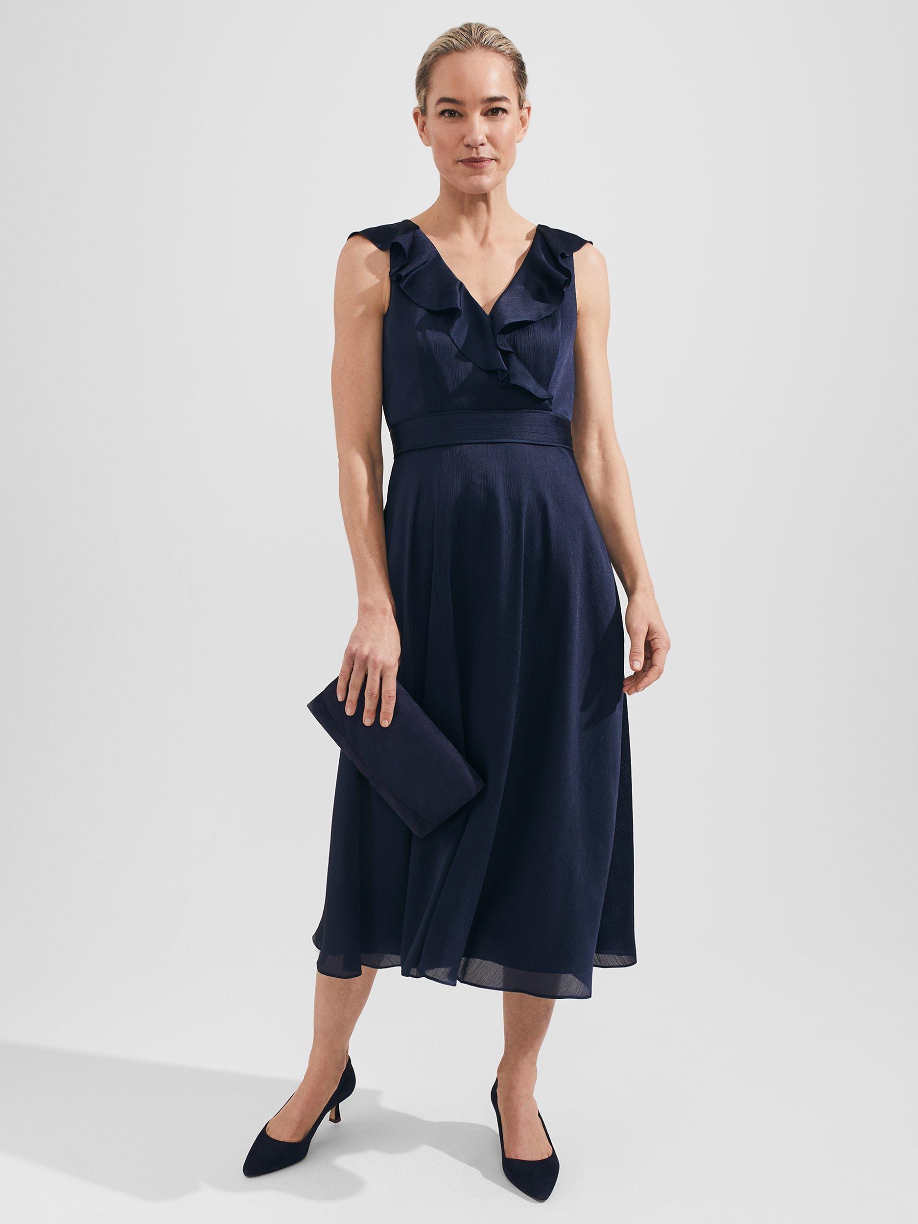 Hobbs Romina Midi Dress Navy