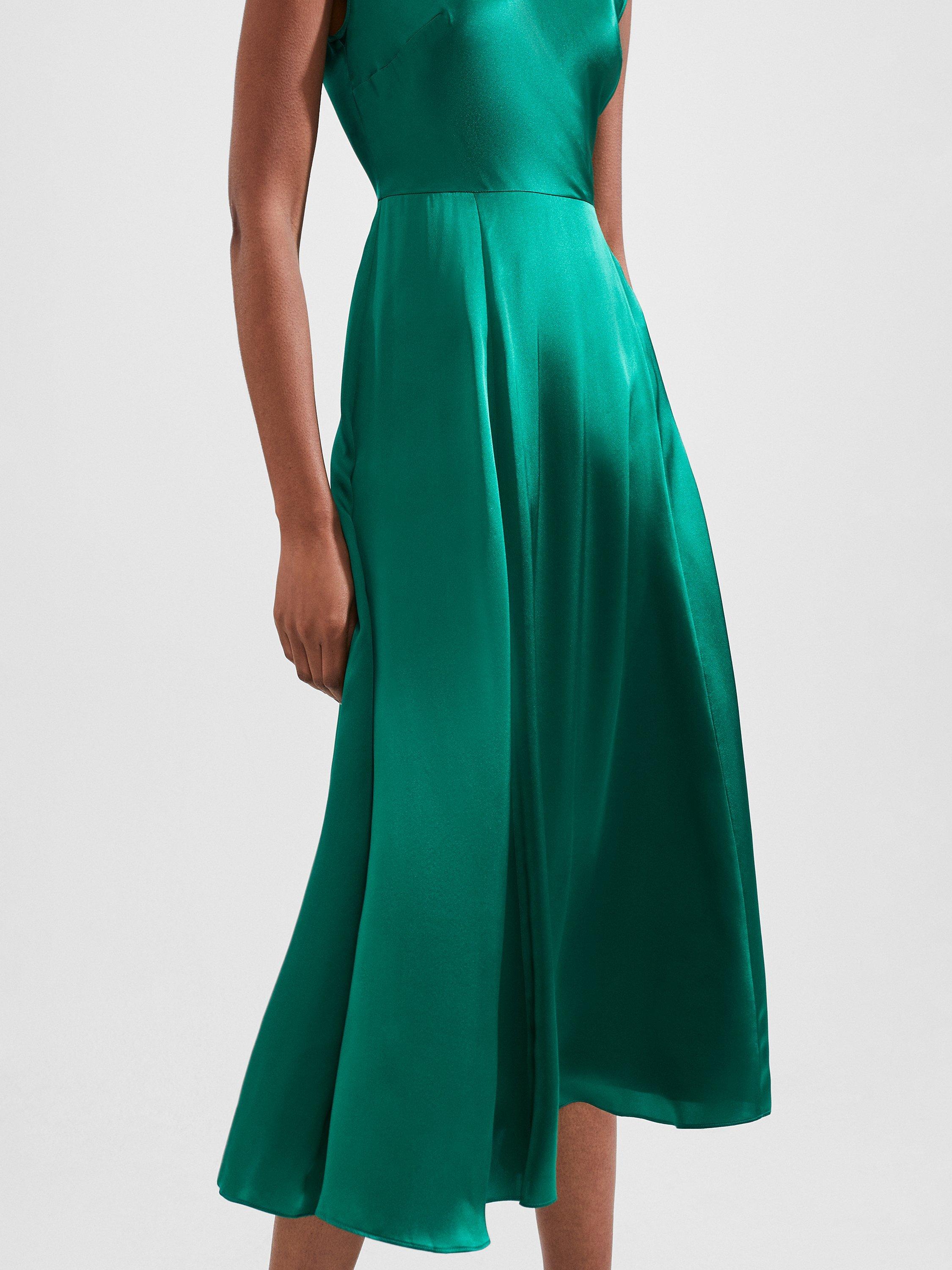 Hobbs Charlize Silk Midi Dress Meadow Green