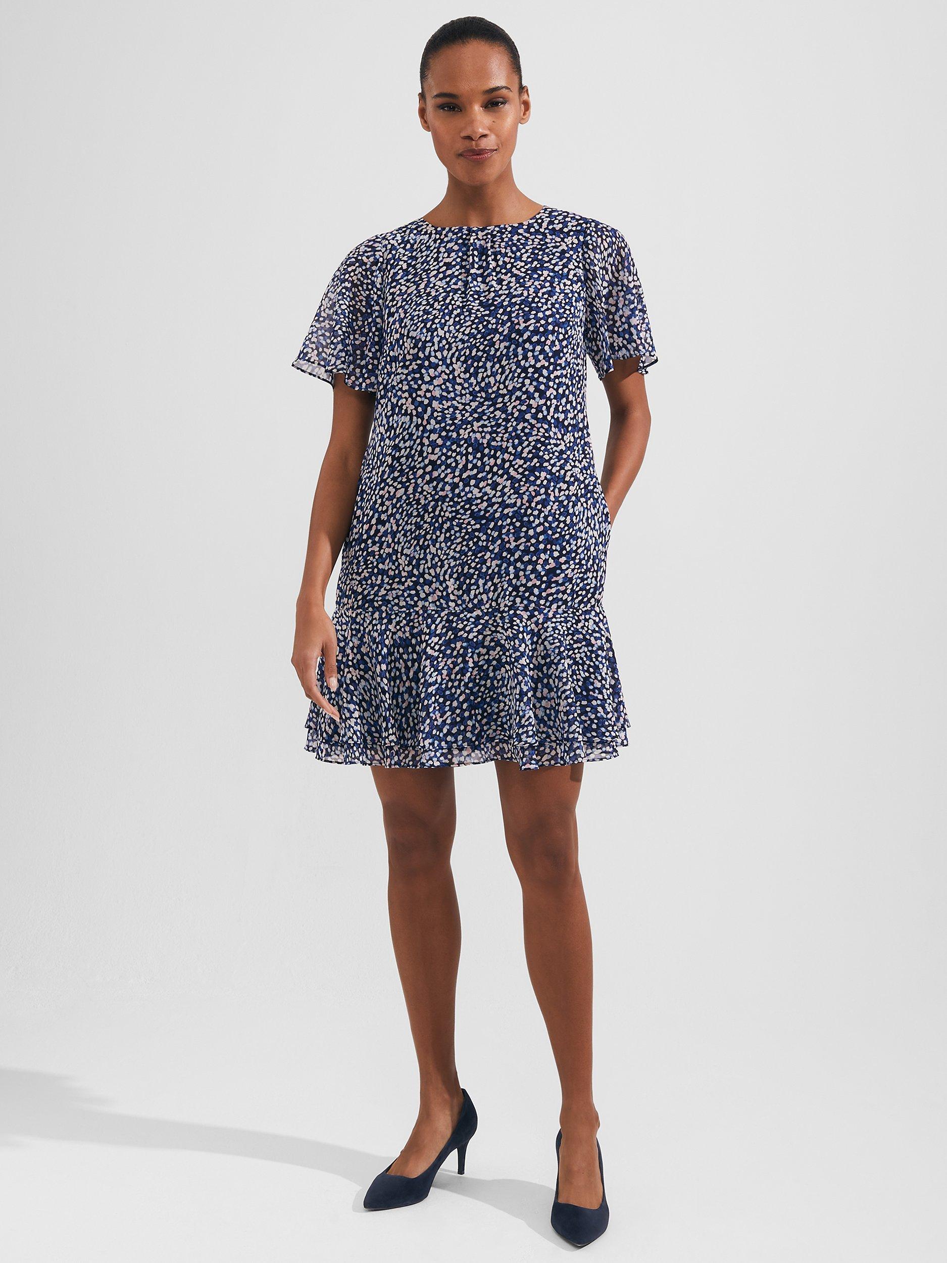 Hobbs Sadie Spot Print Mini Dress Navy Multi