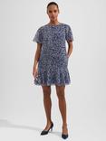 Hobbs Sadie Spot Print Mini Dress, Navy/Multi