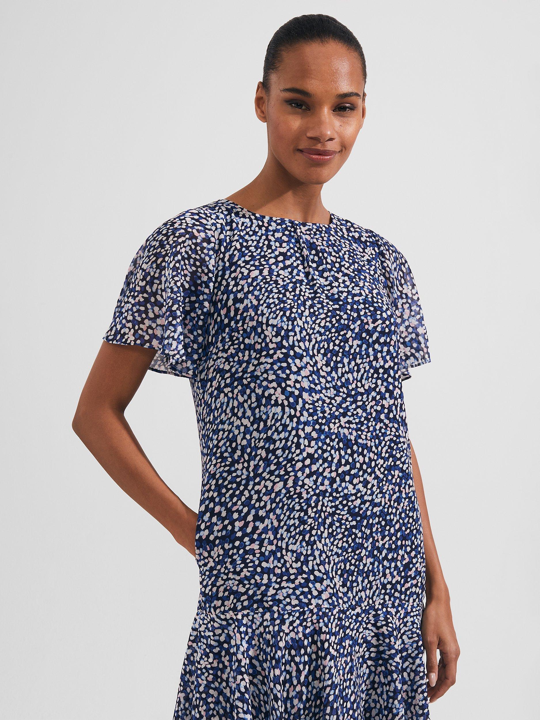 Hobbs Sadie Spot Print Mini Dress Navy Multi