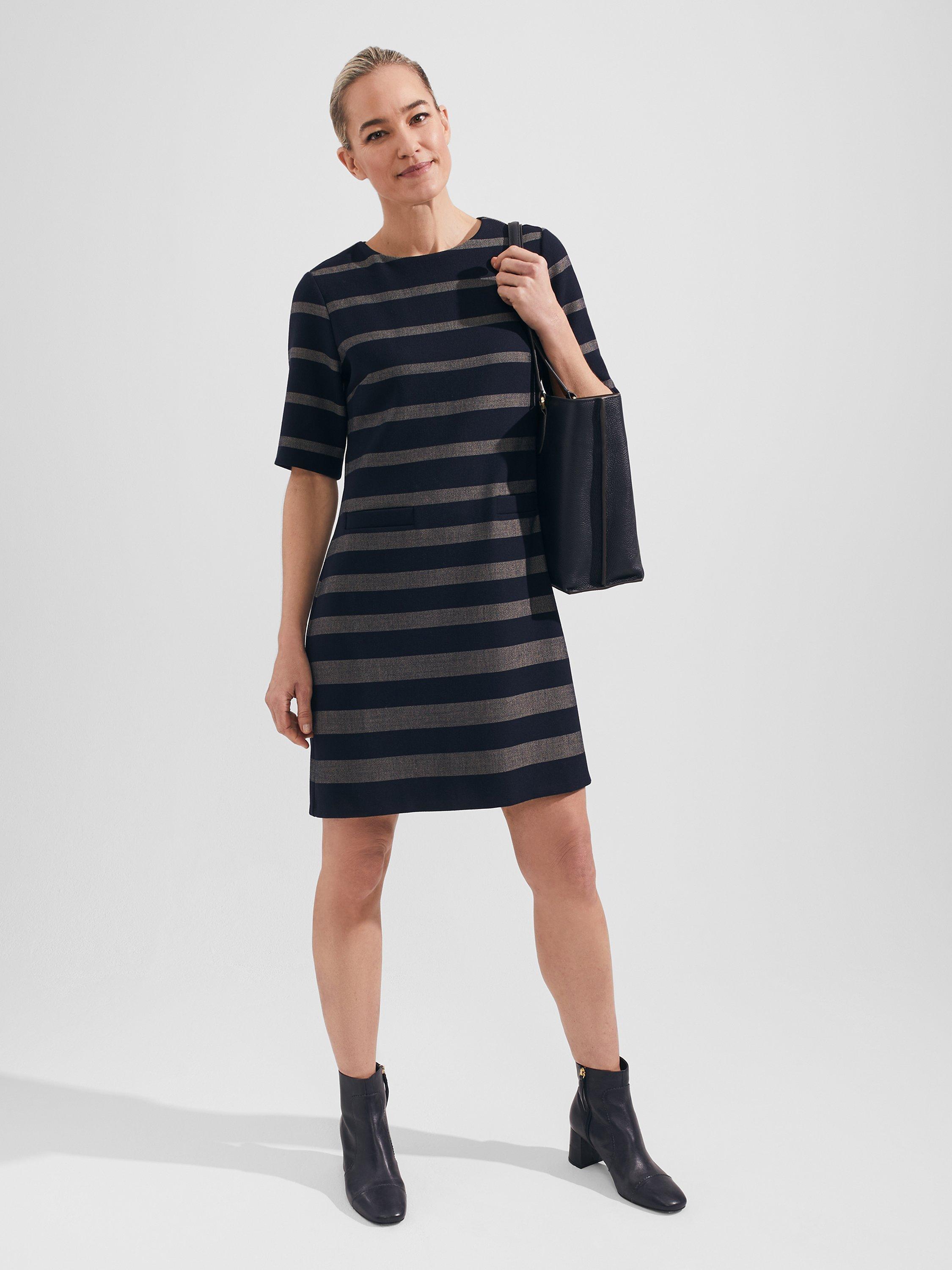 Hobbs striped shops dress