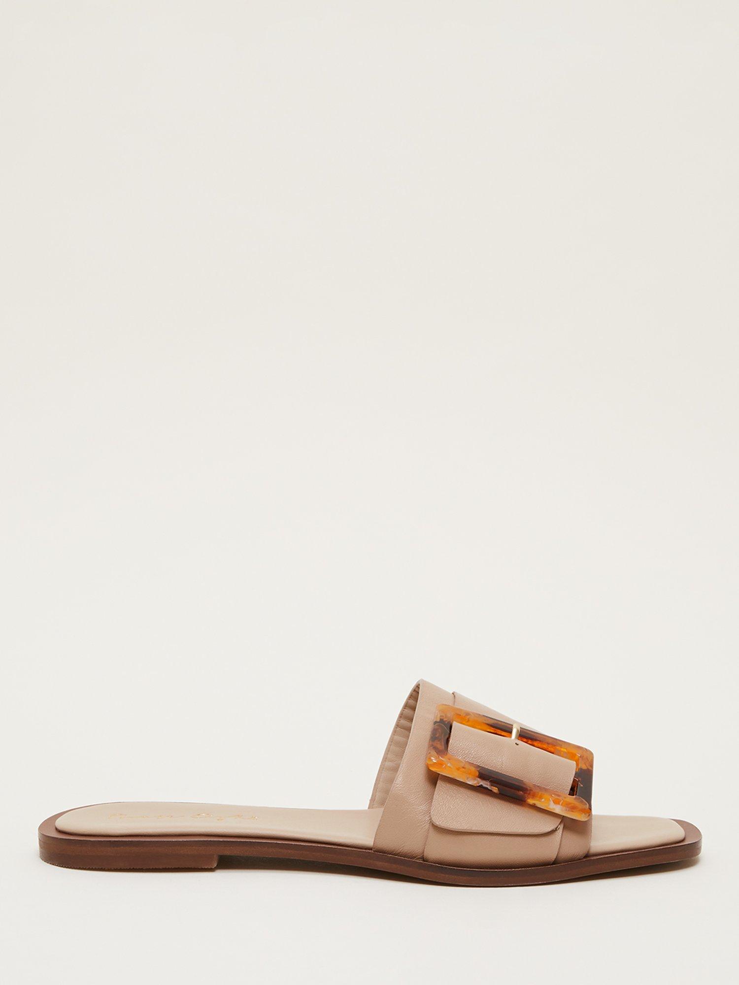 Flat leather sliders hot sale