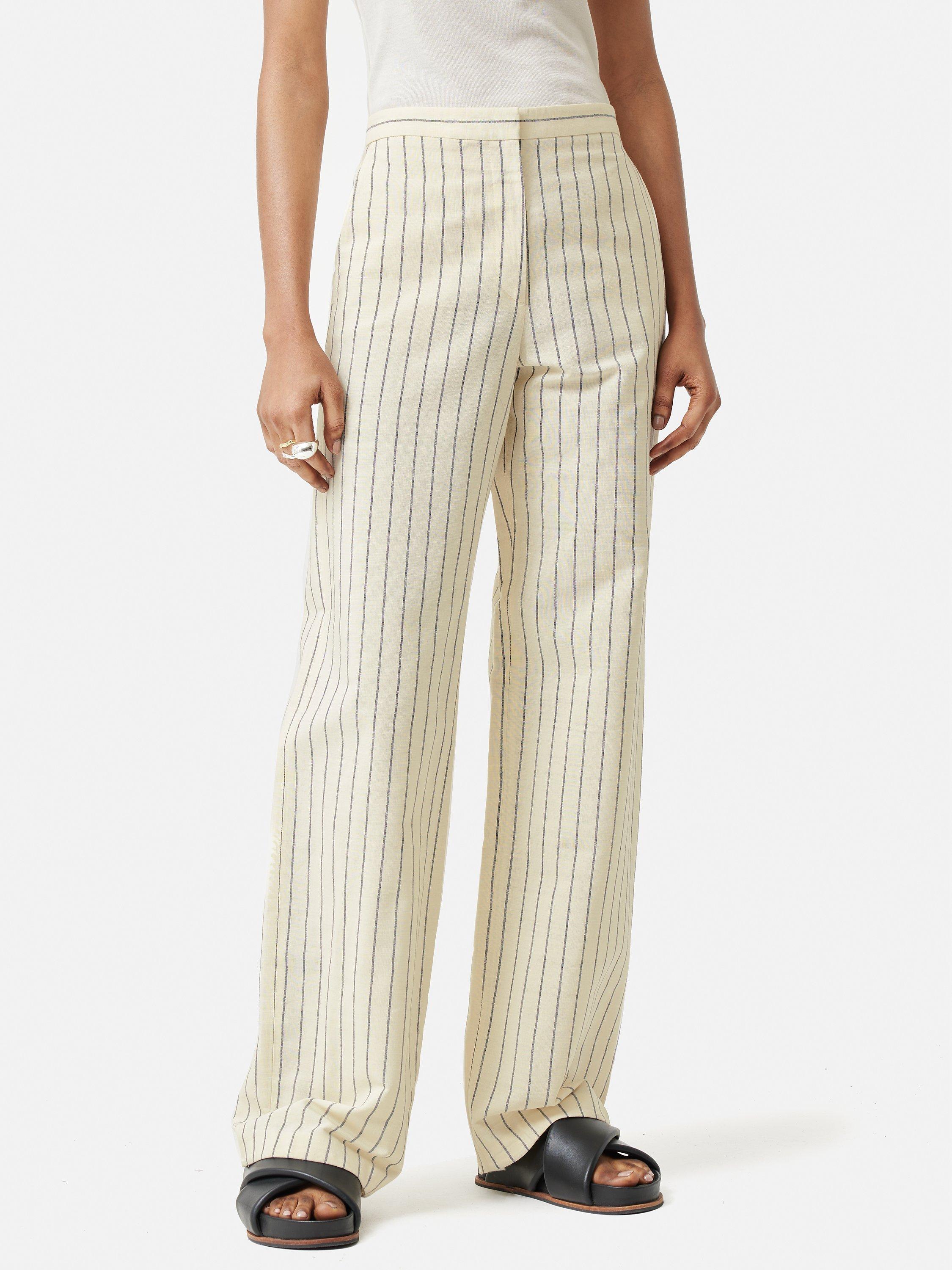 Jigsaw Pinstripe Tailored Trousers, White