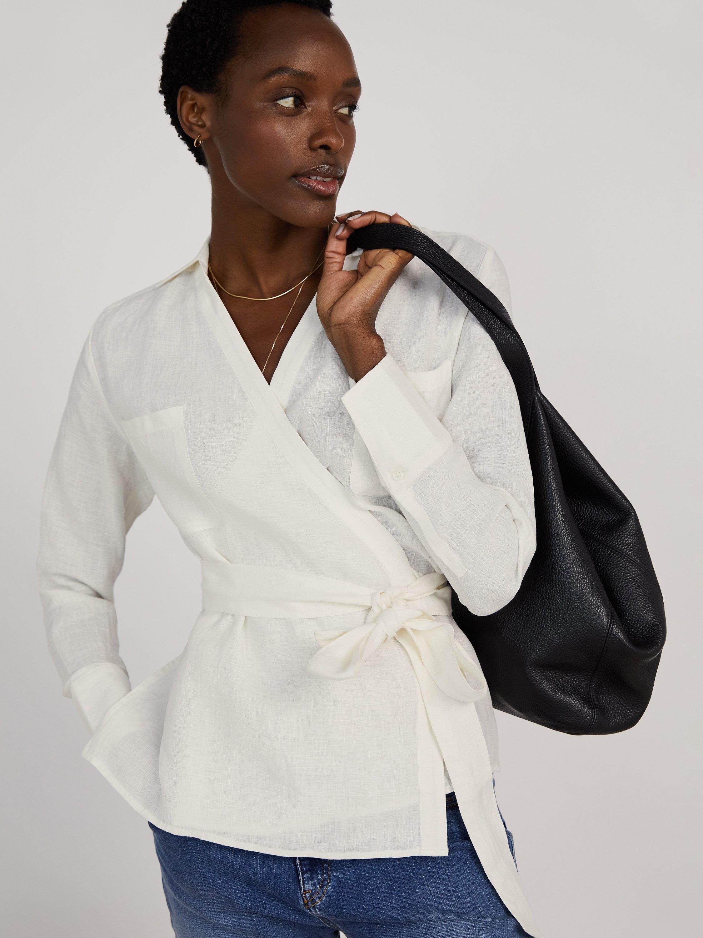 Baukjen Angelique Plain Wrap Linen Shirt, Soft White