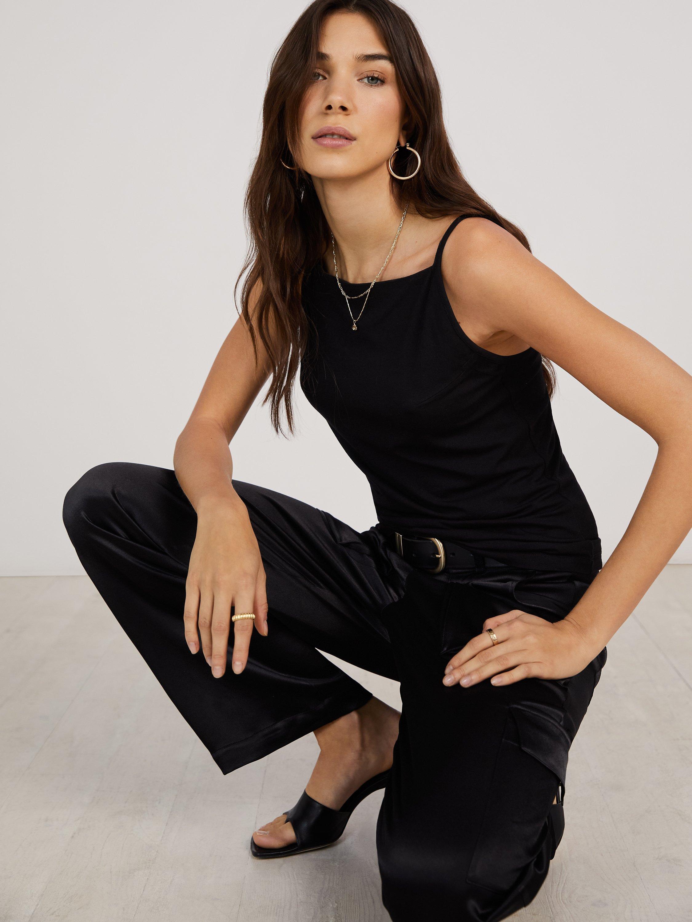 Baukjen Lainey Satin Cargo Trousers, Caviar Black