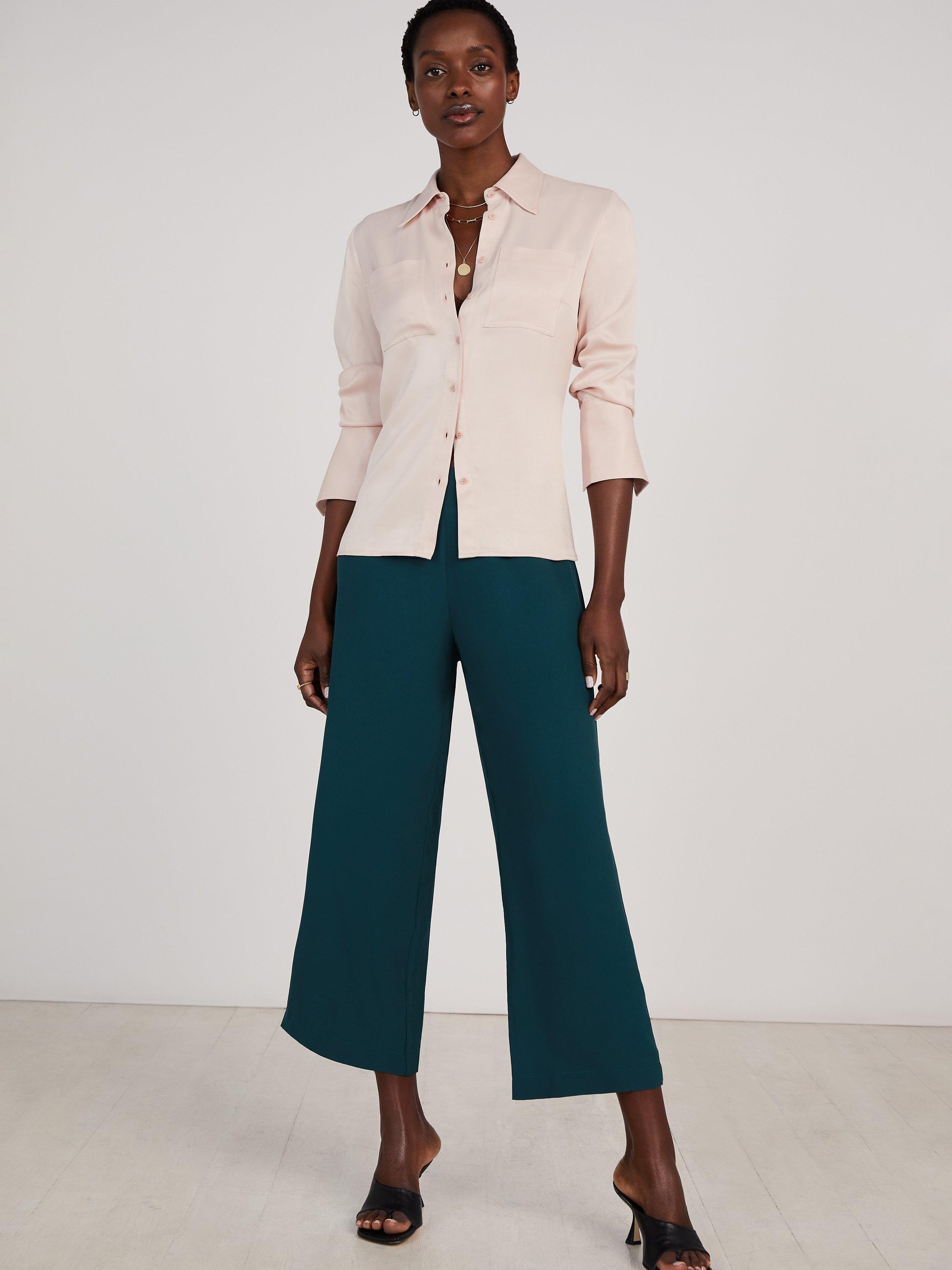 Baukjen Olive Cropped Wide Leg Trousers, Dark Cedar