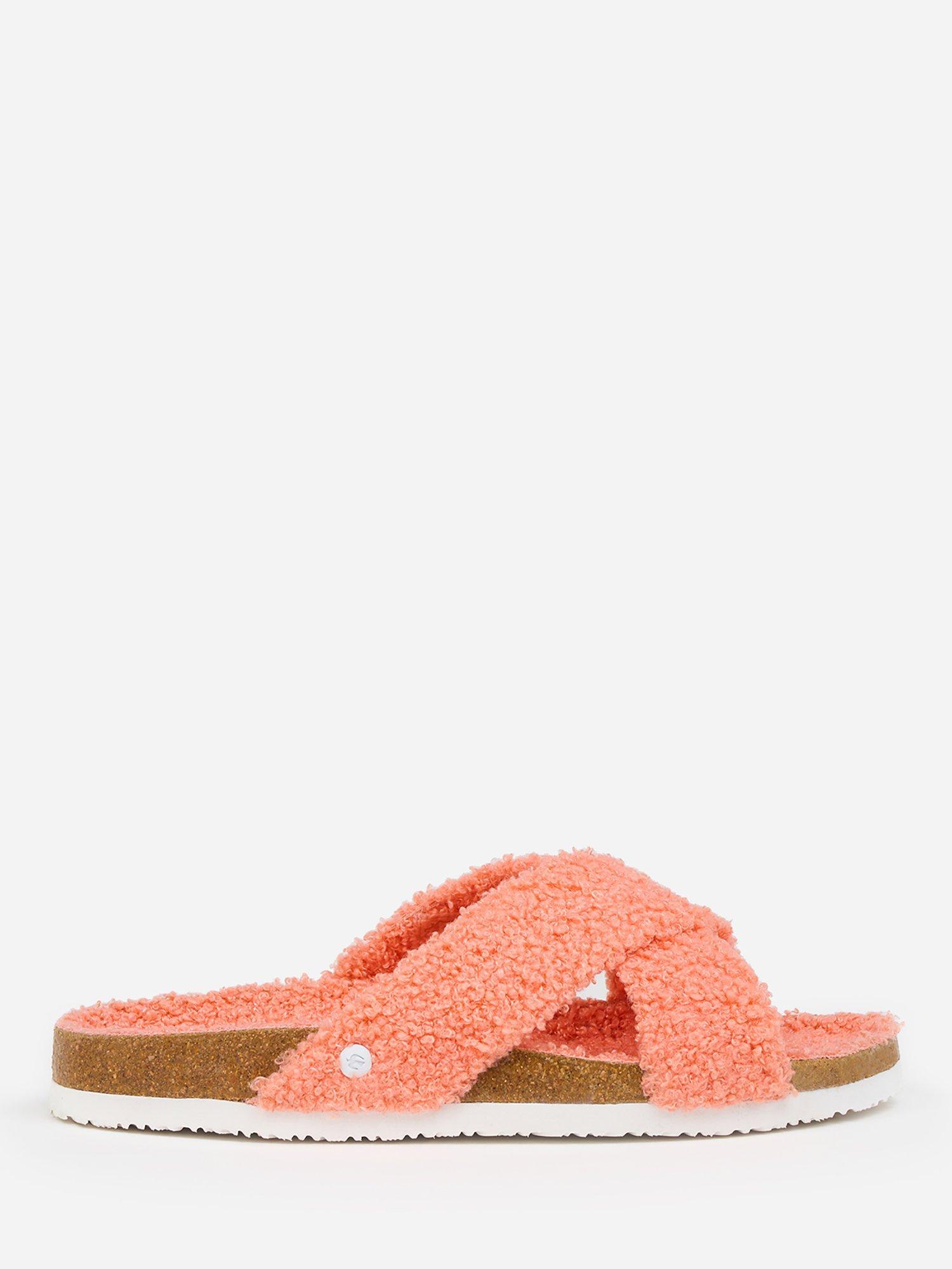 Brakeburn Fluffy Footbed Slippers, Coral