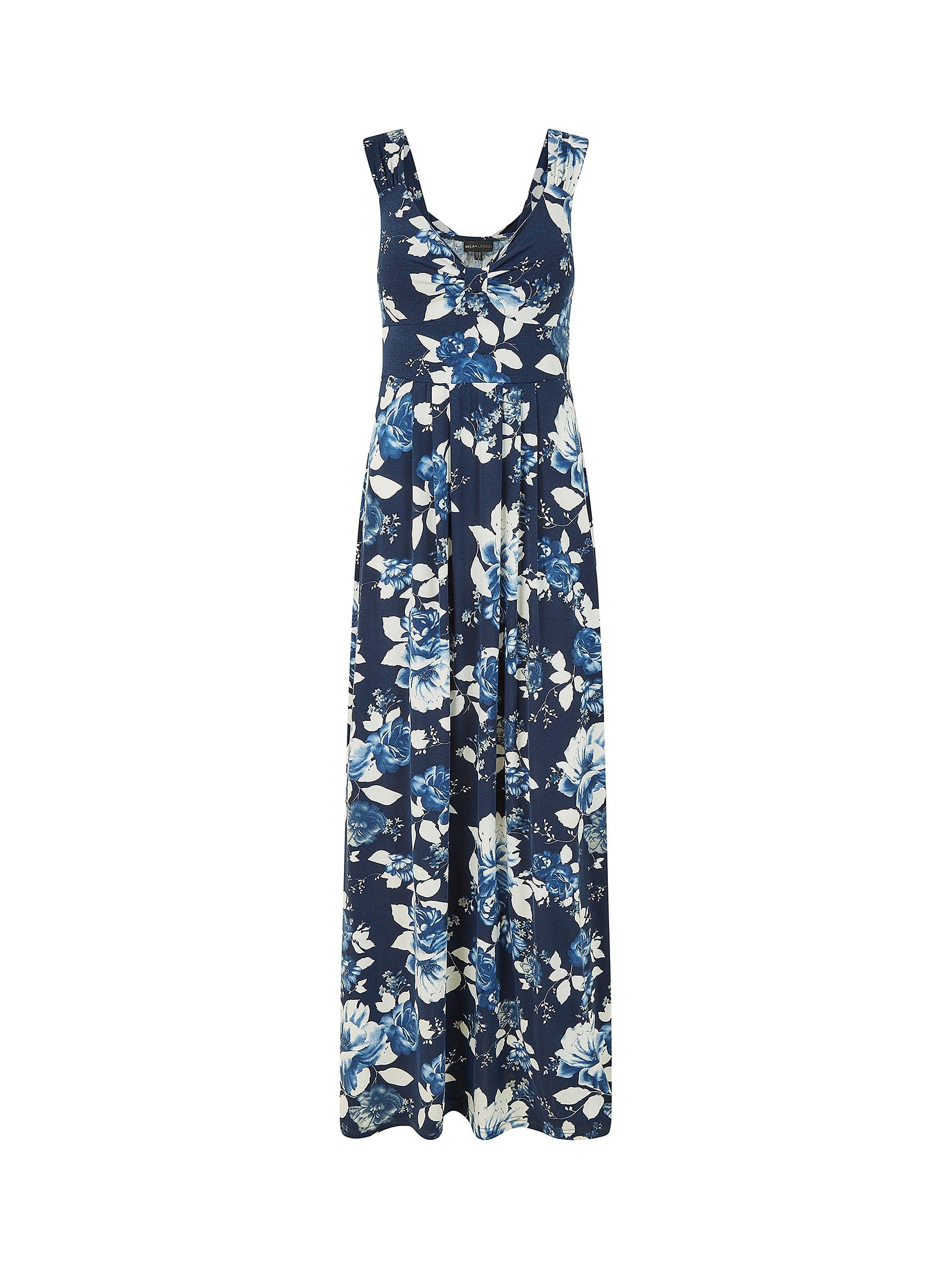 Product image 5 of 5, which shows Mela London Floral Print Jersey Maxi Dress, Navy, 16