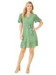 Yumi Mela London Ditsy Floral Wrap Dress, Green, Green