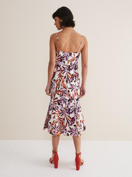 Phase Eight Sammie Flared Midi Dress, Ivory/Multi - view 2, Ivory/Multi