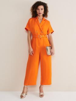 Phase Eight Pria Linen Blend Jumpsuit, Orange, Orange