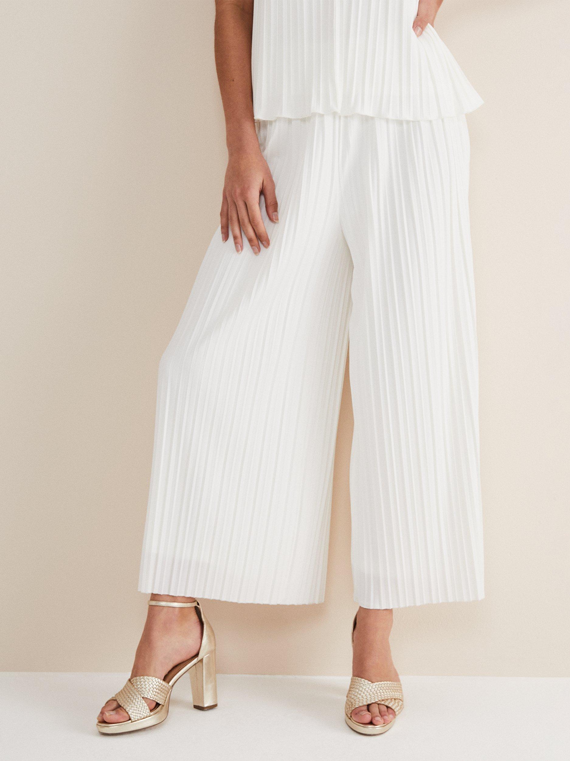 Phase Eight Winona Pleated Trousers, Ivory