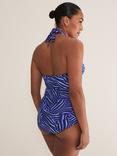 Phase Eight Zebra Print Halterneck Swimsuit, Blue