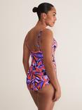 Phase Eight Leaf Print Swimsuit, Purple/Orange