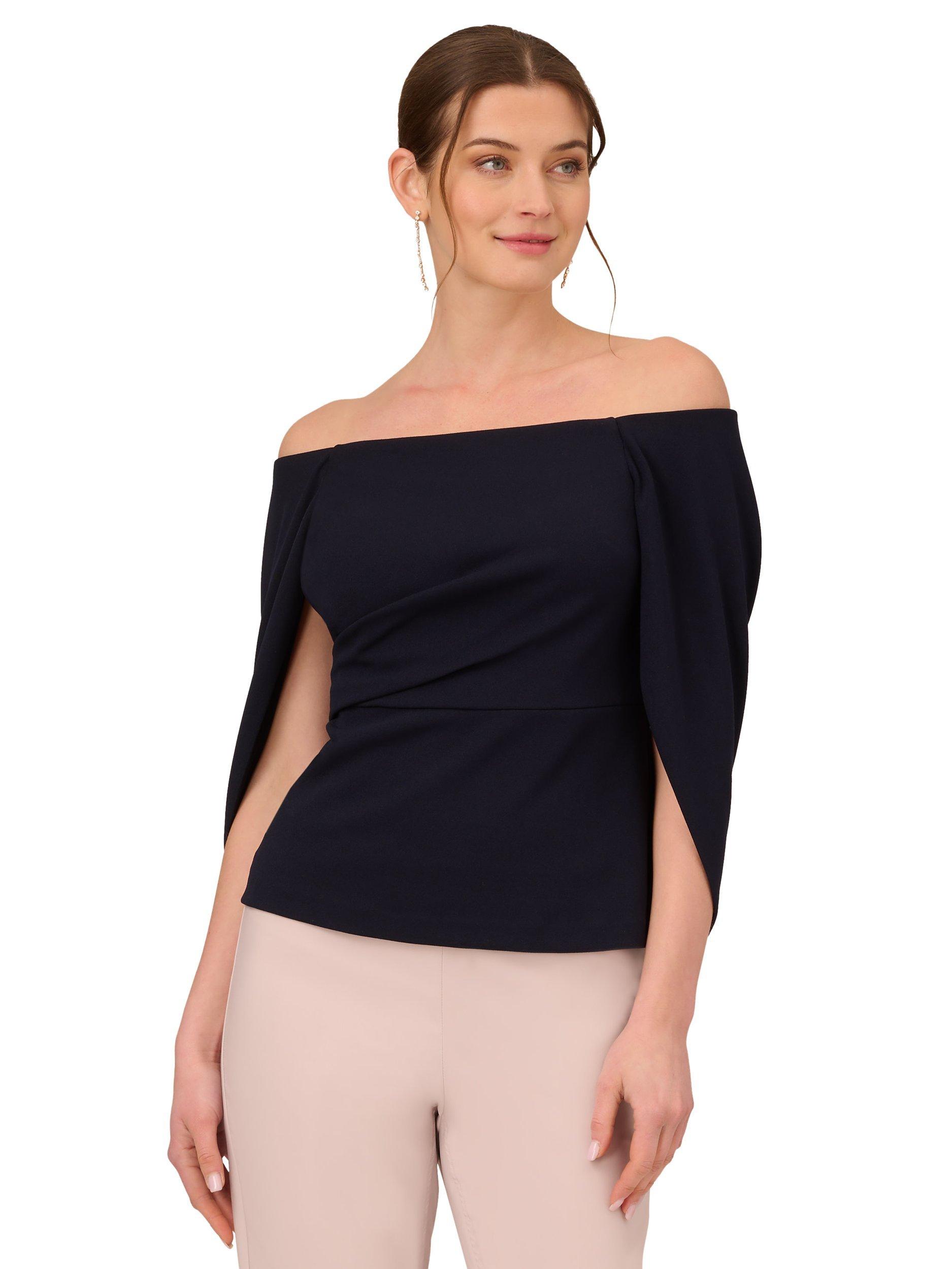 Adrianna Papell Off Shoulder Drape Top, Midnight