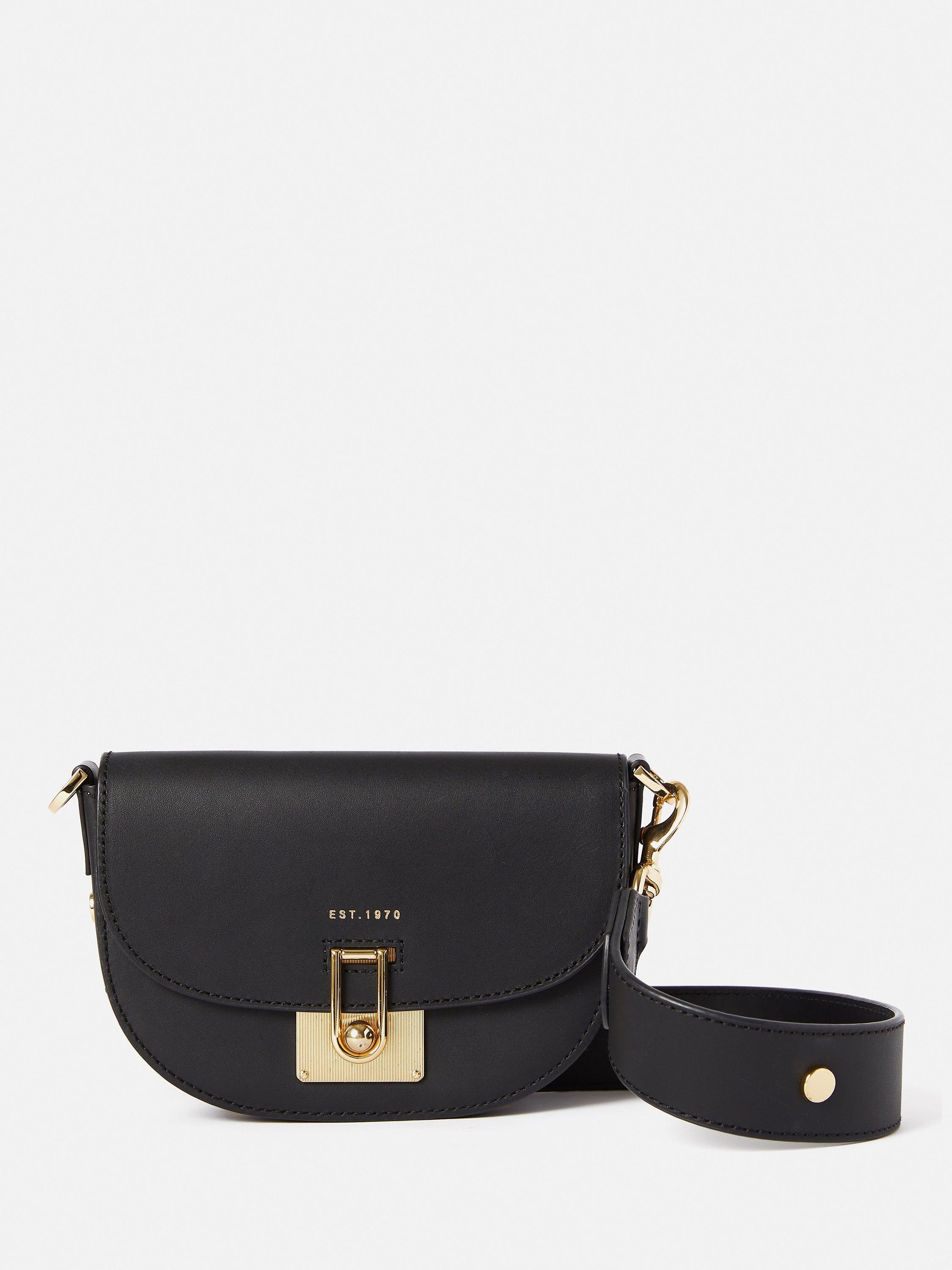Jigsaw Denbigh Studded Leather Cross Body Bag, Black, One Size