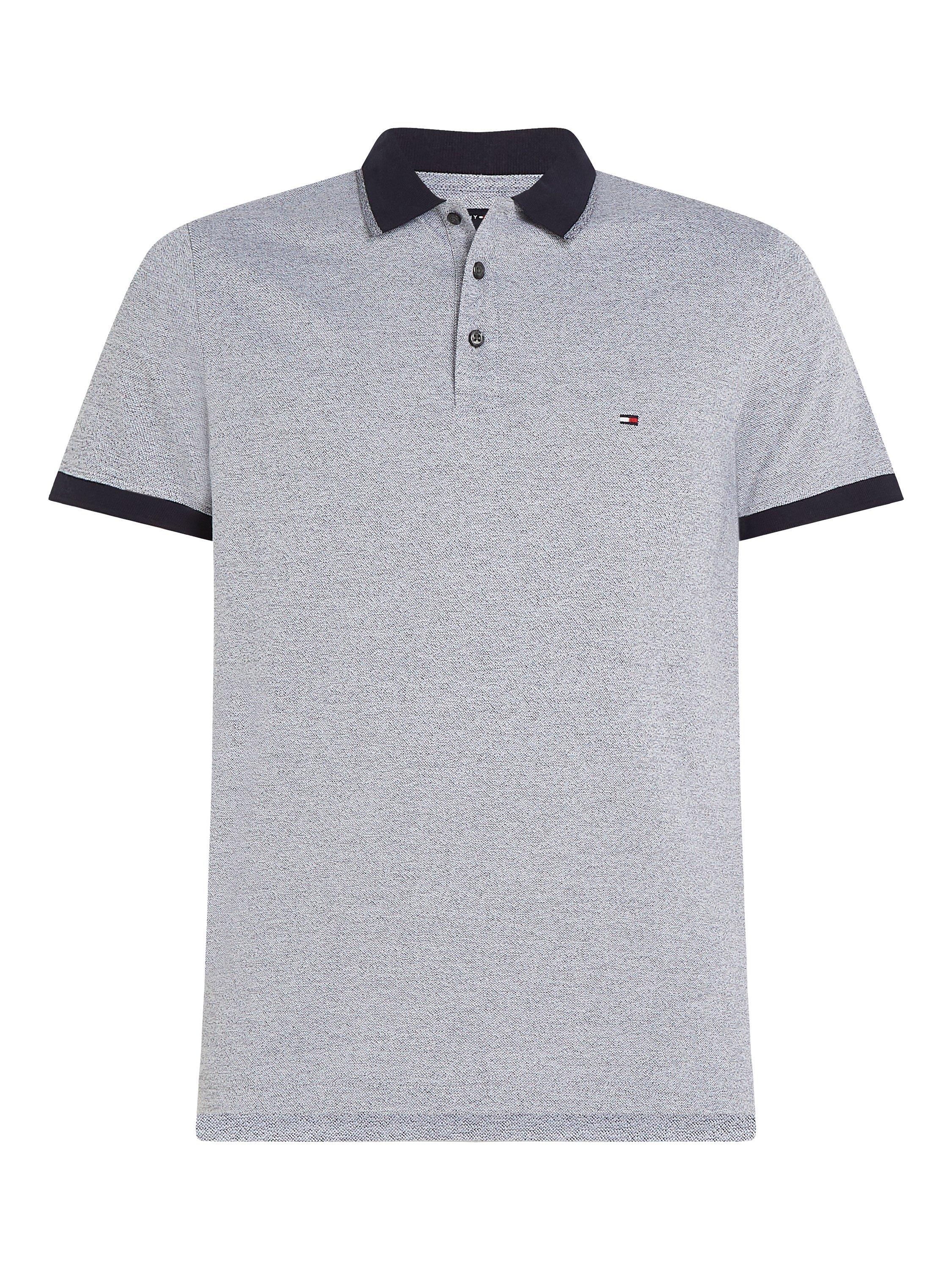Tommy Hilfiger Big & Tall Slim Polo Shirt, White / Desert Sky Mouline