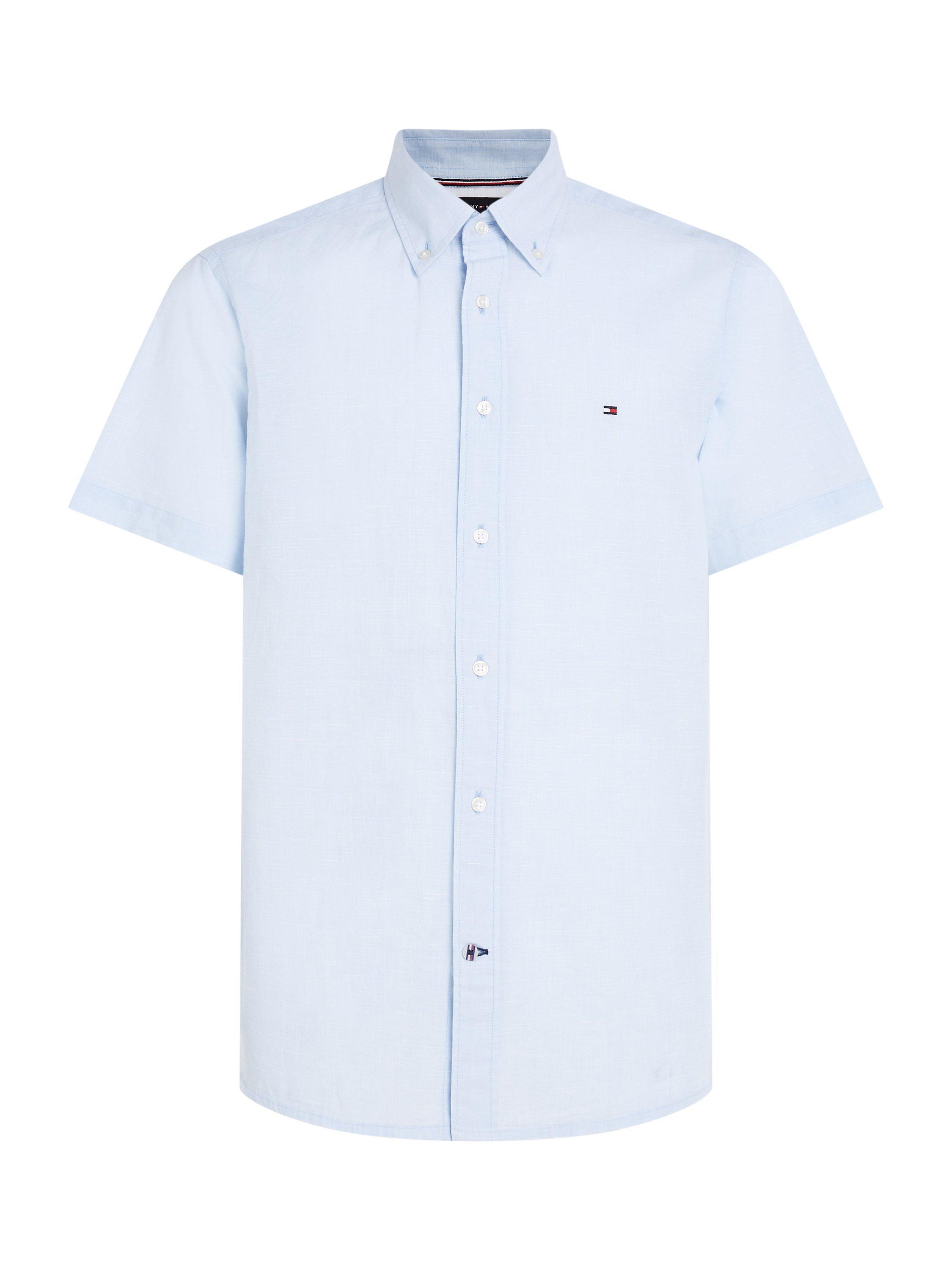 Tommy Hilfiger Big & Tall Linen Short Sleeve Shirt, Cloudy Blue