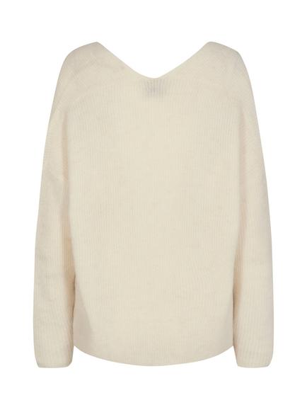 MOS MOSH Thora V-Neck Knit Jumper - view 2, Ecru