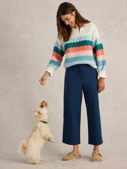 White Stuff Jersey Wide Leg Crop Trousers, Dark Denim, Dark Denim