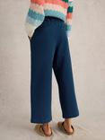 White Stuff Jersey Wide Leg Crop Trousers, Dark Denim